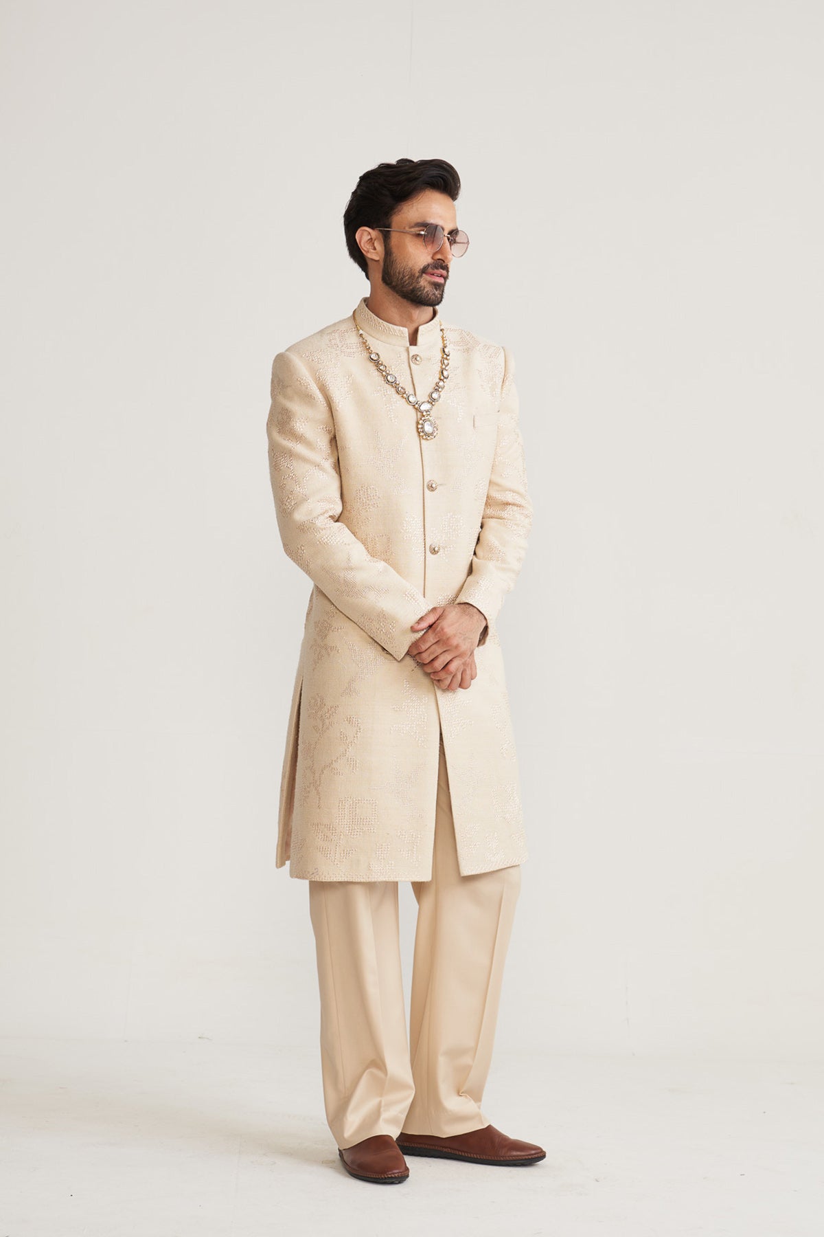 Cross stitch embroidered achkan