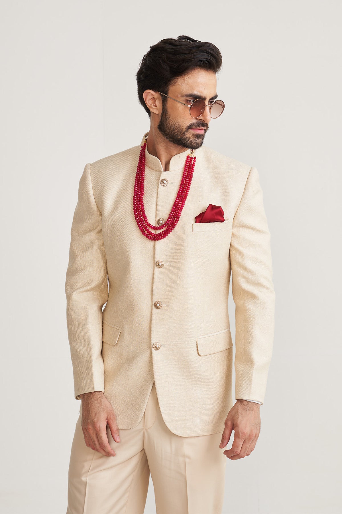 Matka silk ivory Bandhgala