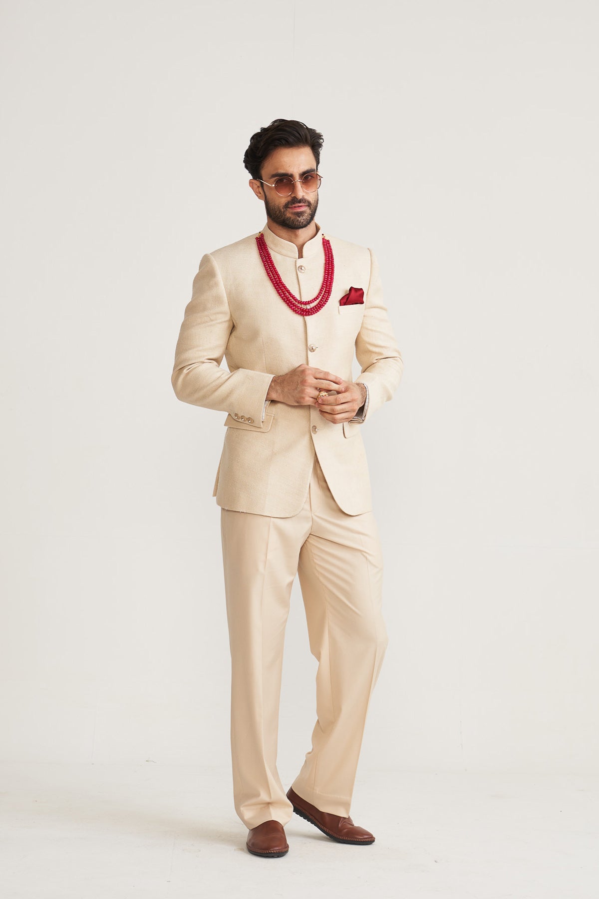 Matka silk ivory Bandhgala