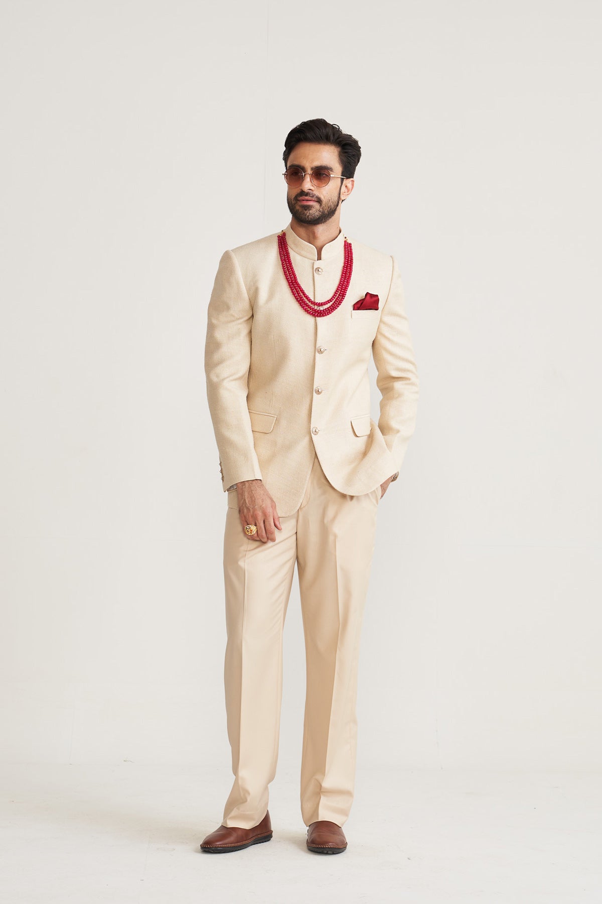 Matka silk ivory Bandhgala
