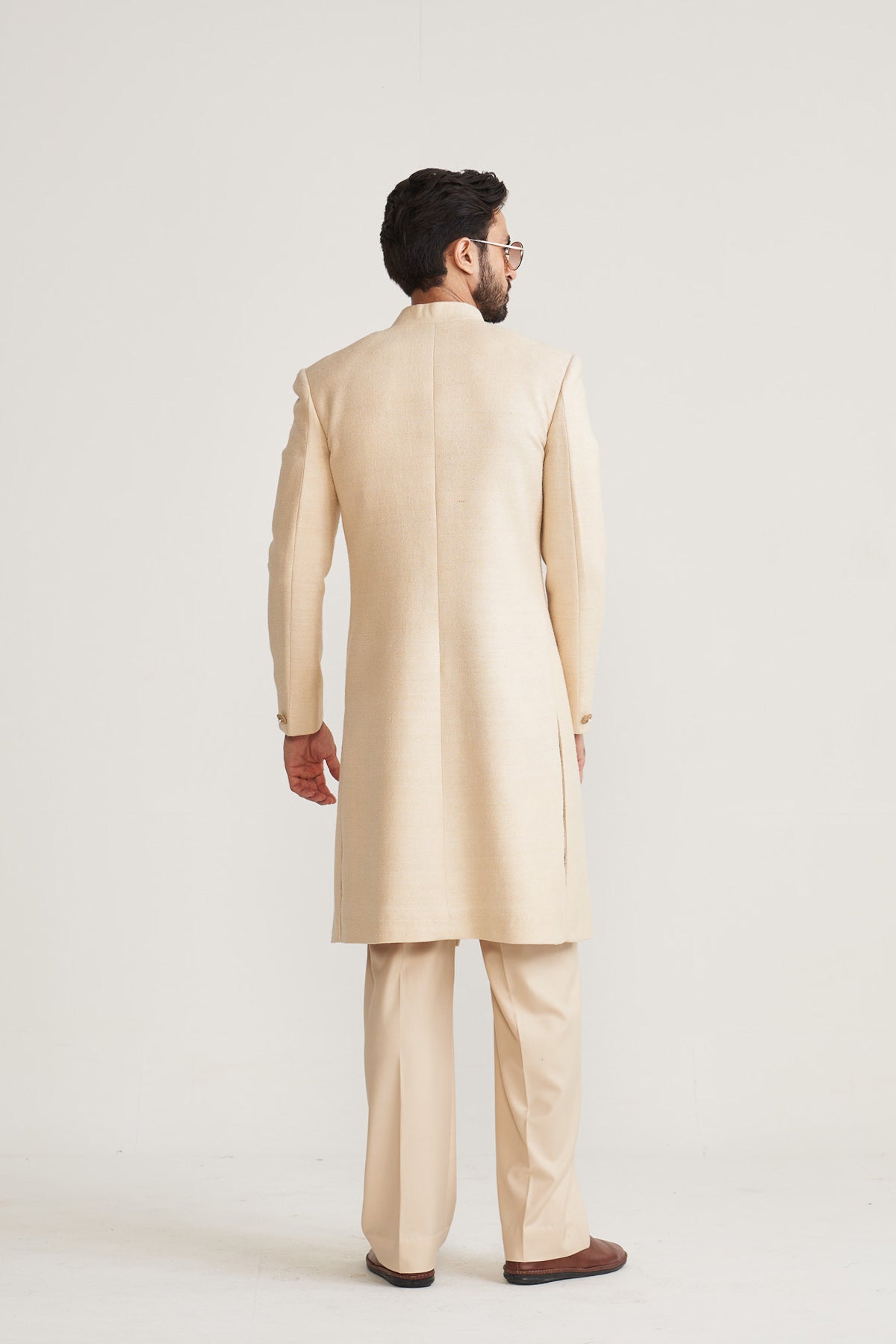 Matka silk ivory Achkan