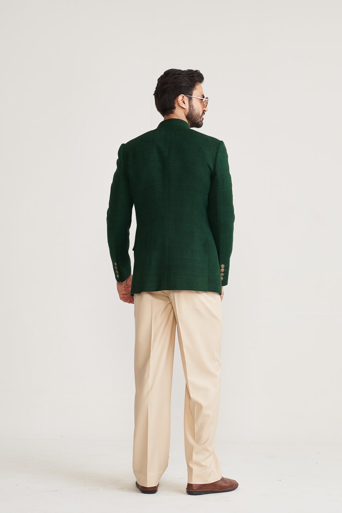 Matka silk green bandhgala