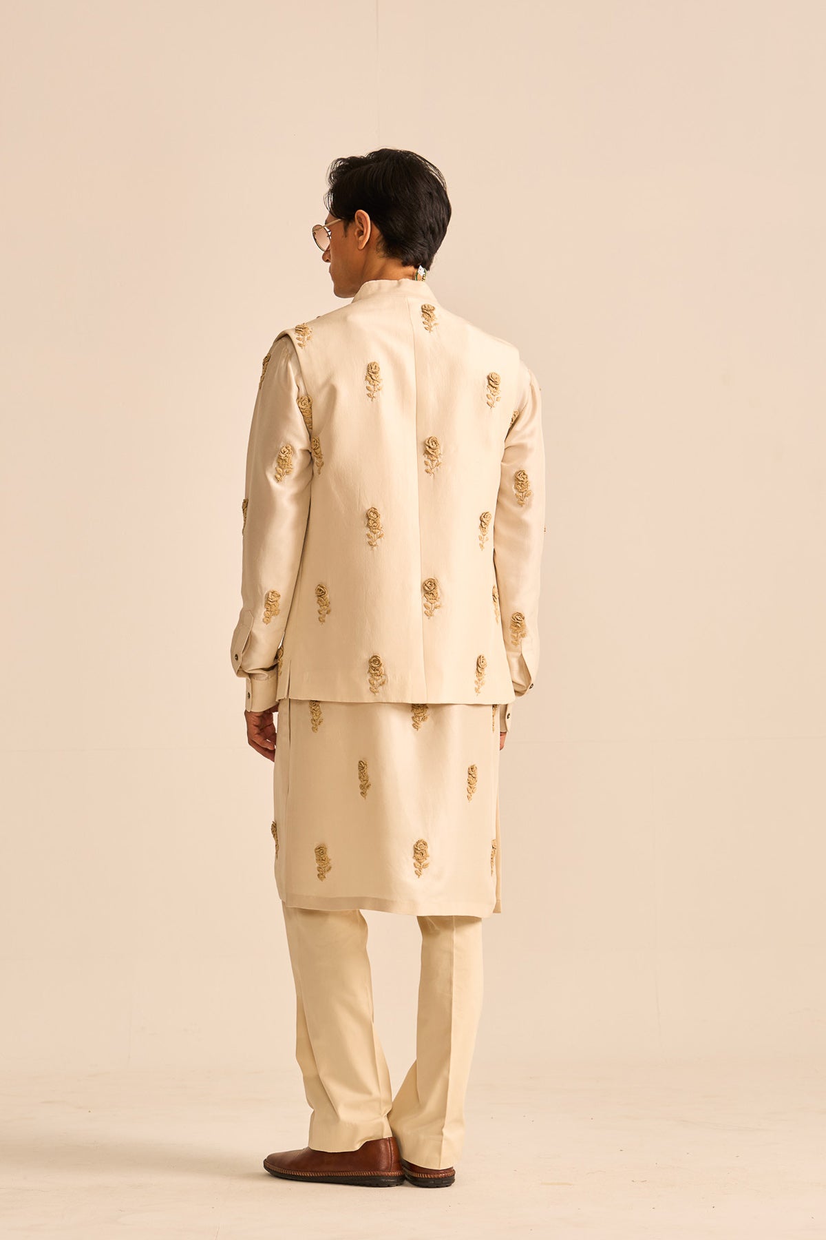 Rose embellished nehru jacket