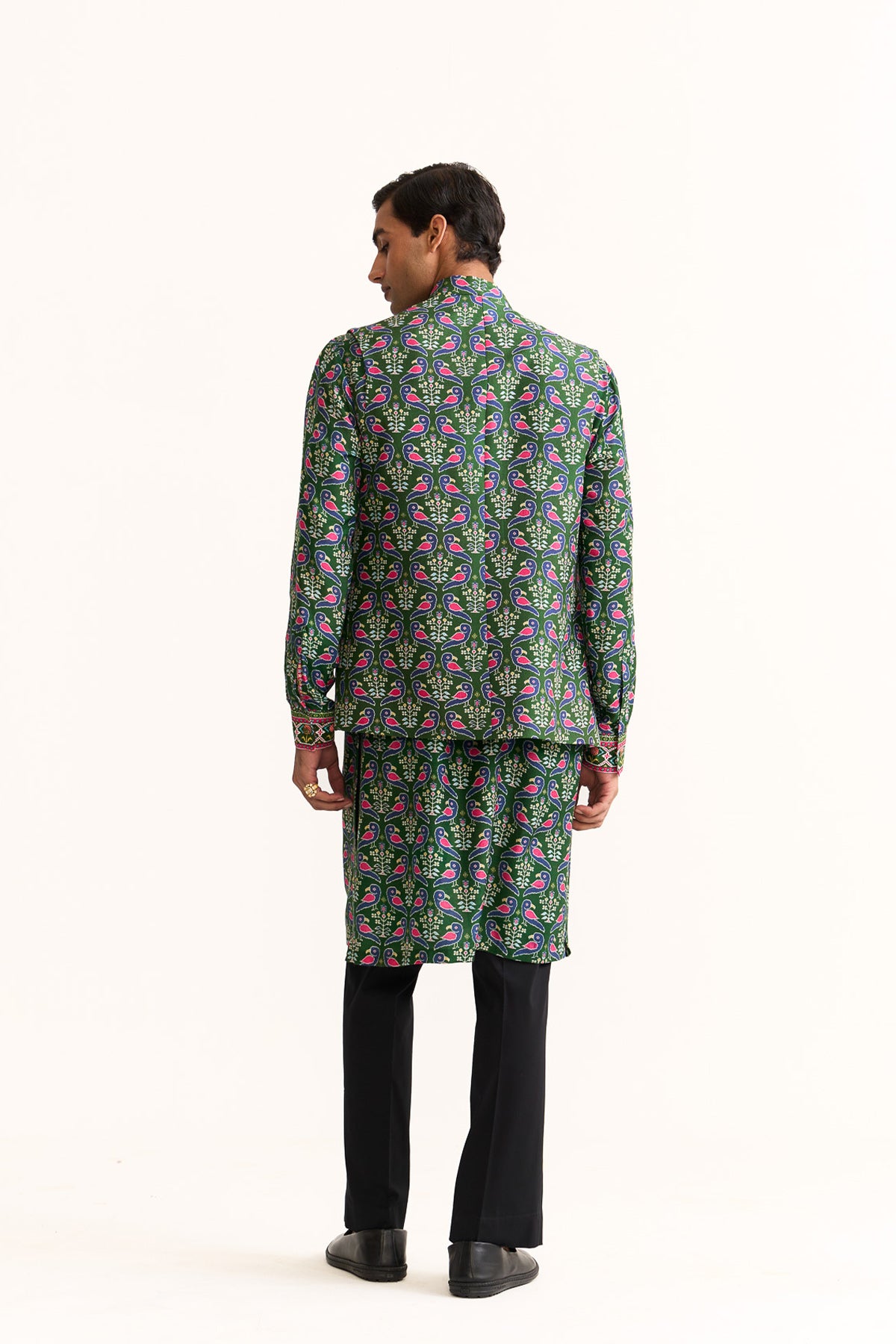 Patola green nehru jacket