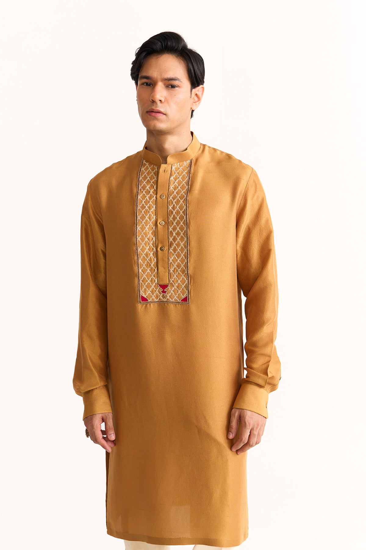 Mustard embroidered kurta