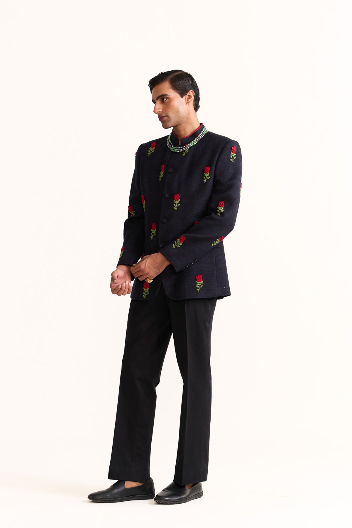 Red Rose embellished bandhgala