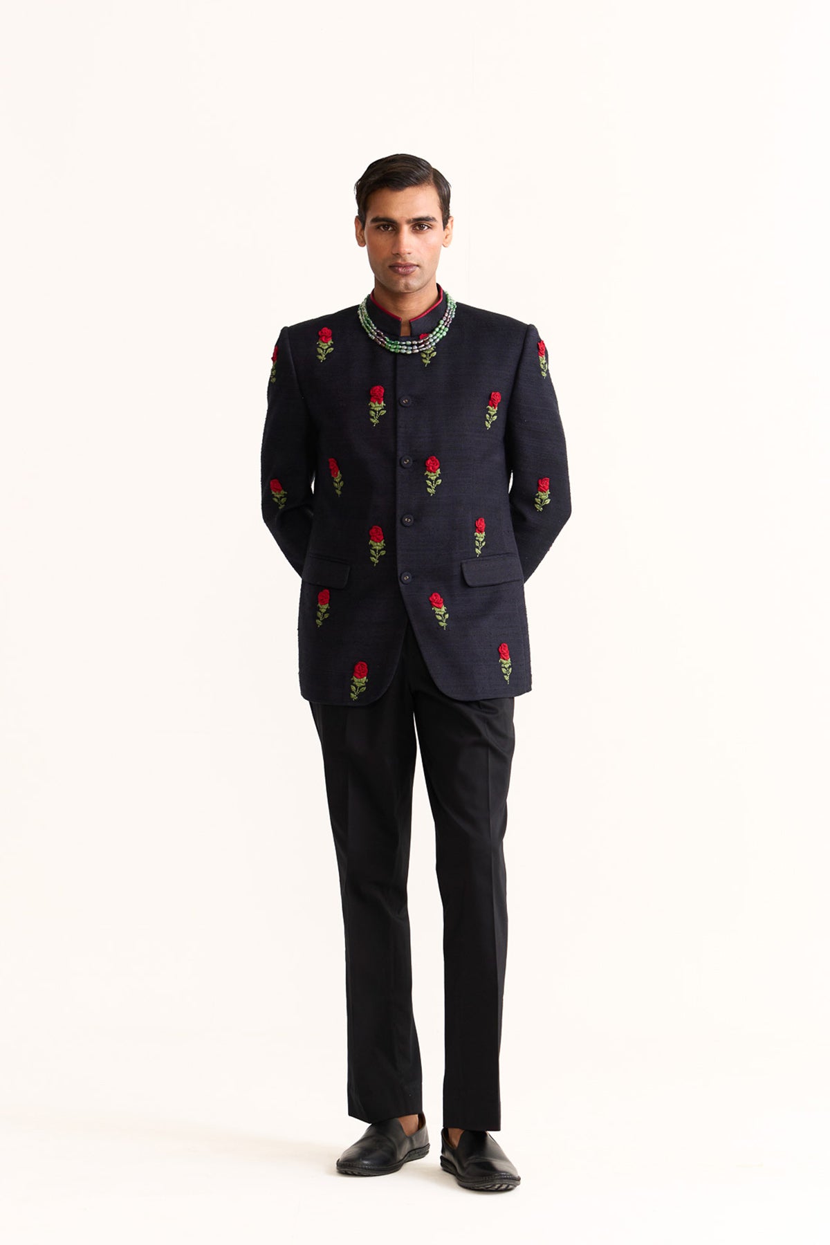Red Rose embellished bandhgala