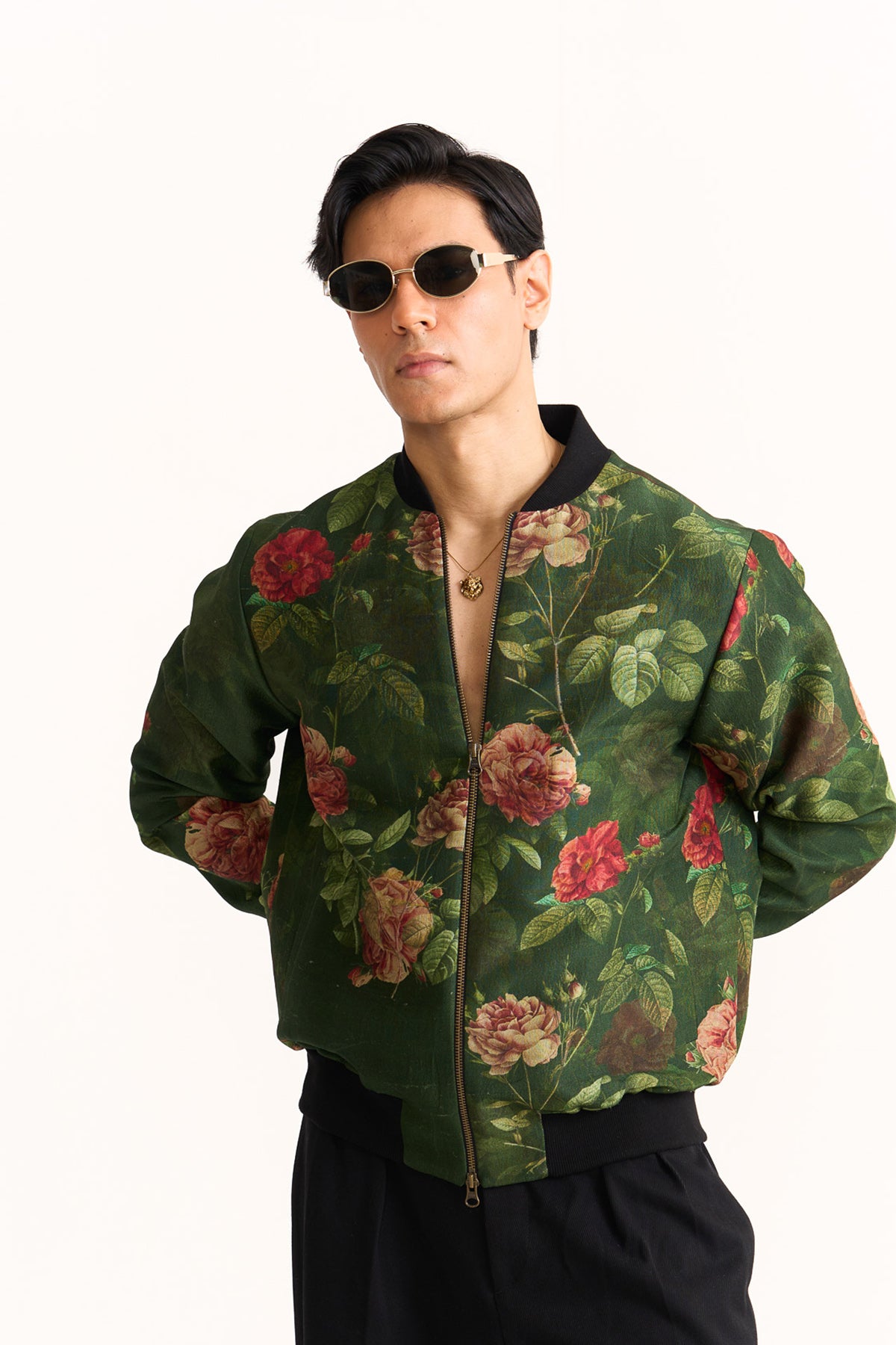 vintage bloom green bomber jacket