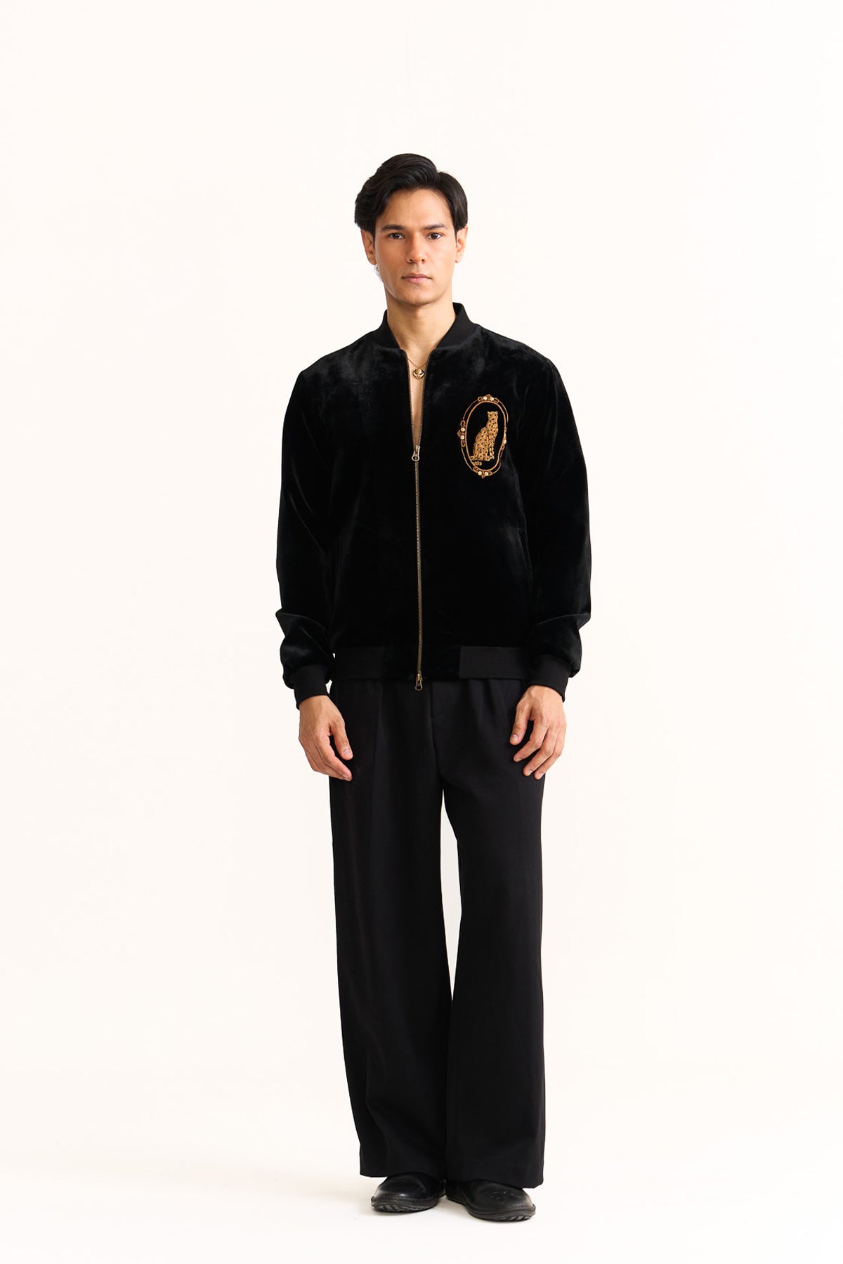 Cheetah embroidered bomber