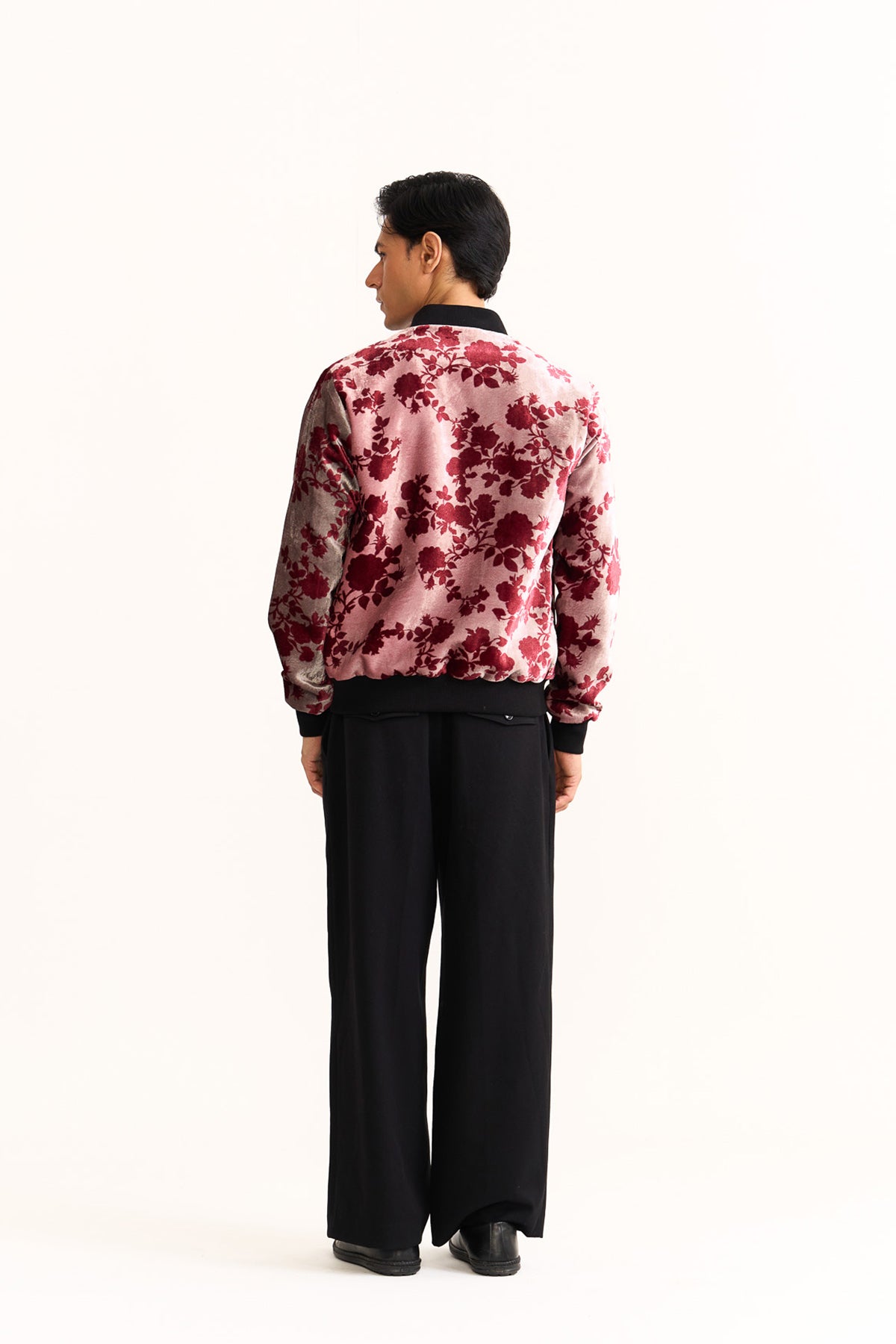 Royal rose Red velvet printed bomber