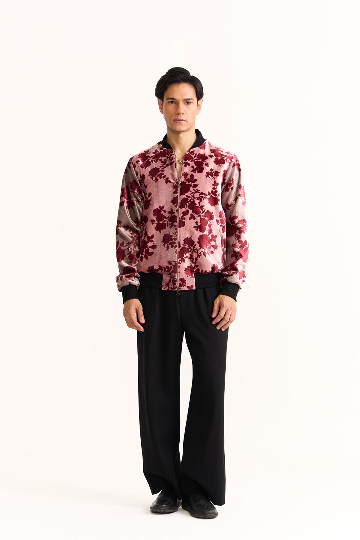 Royal rose Red velvet printed bomber