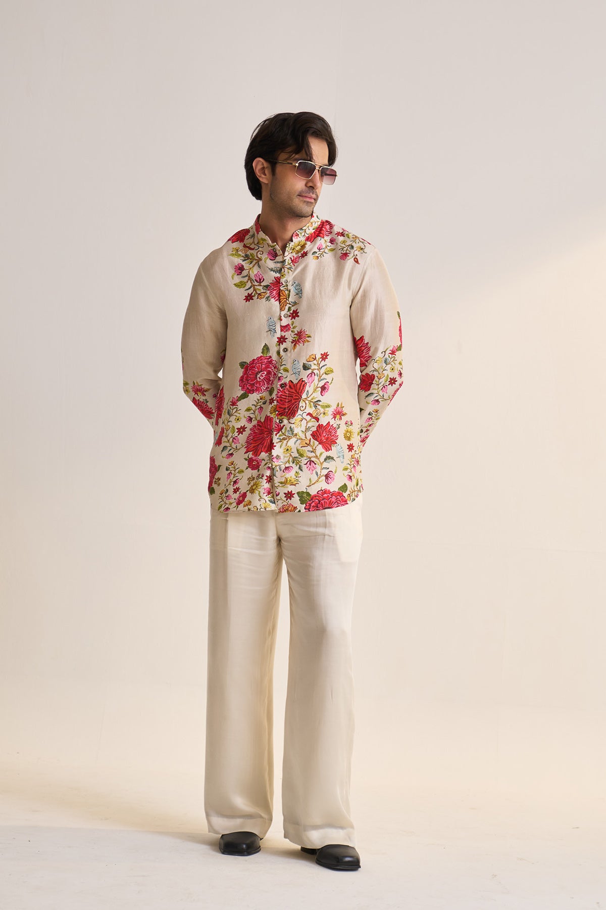 Noor-e-Kashmir printed ivory shirt