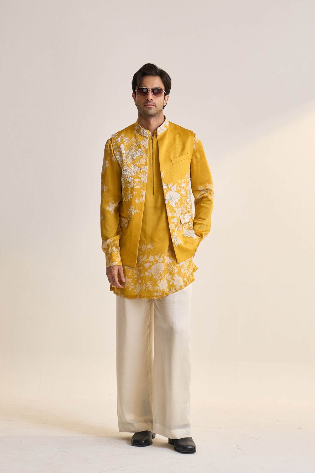 Summer parsi embellished nehru jacket