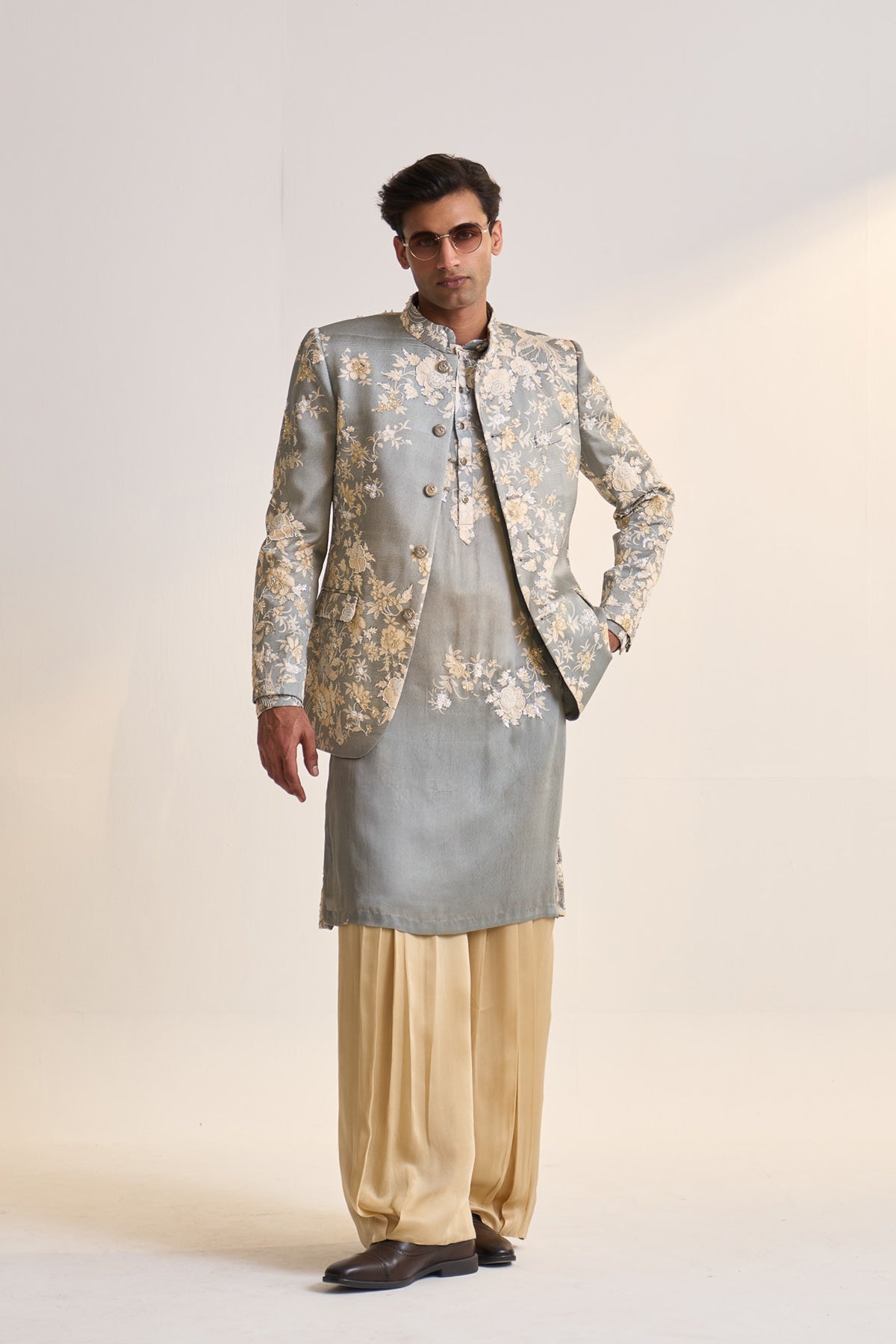 Summer parsi embellished bandhgala