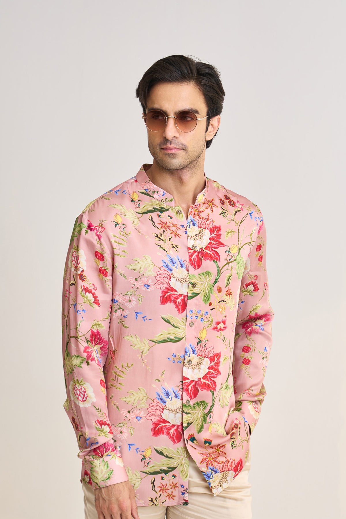 Gulnaar bloom pink printed shirt
