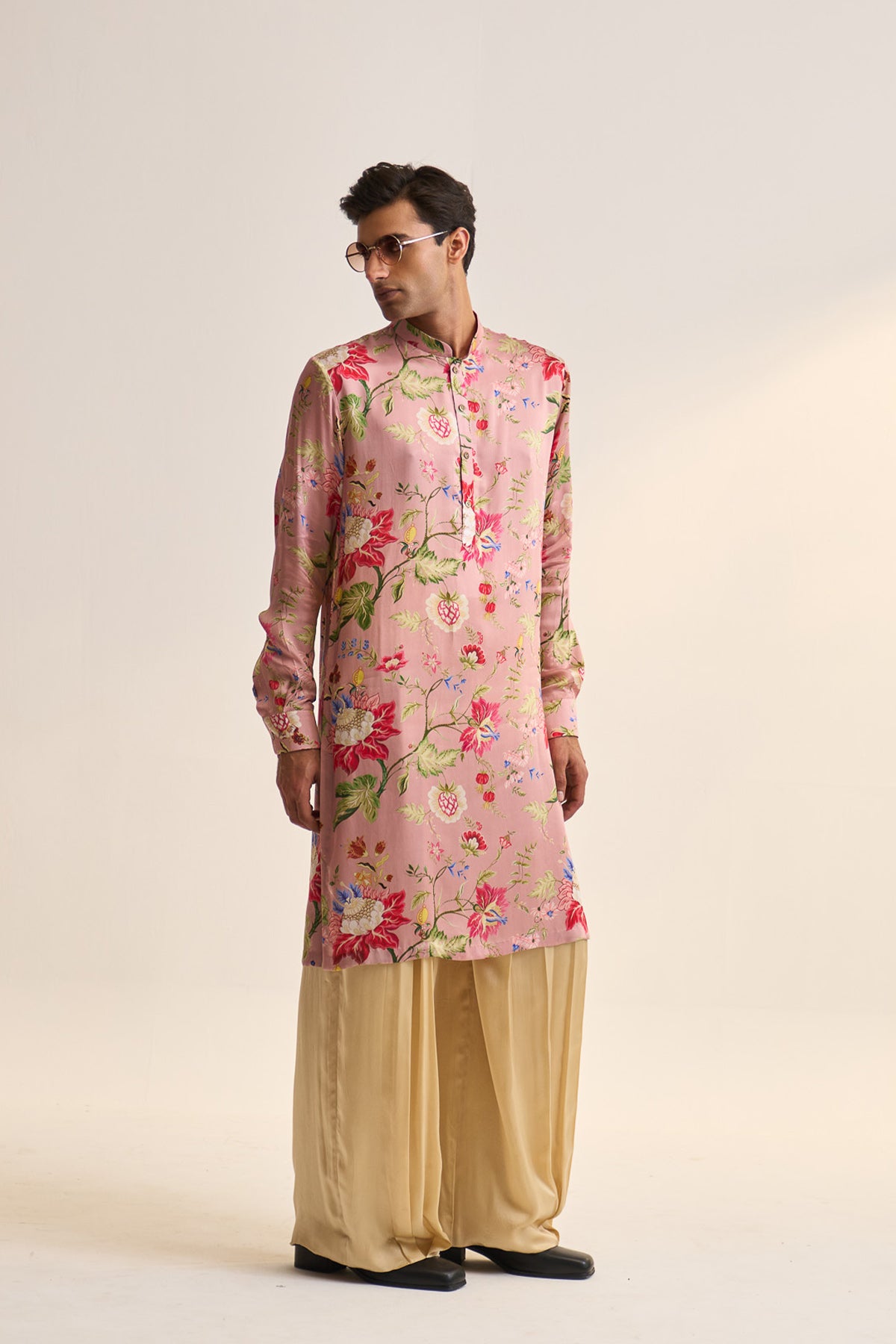 Gulnaar bloom pink printed kurta