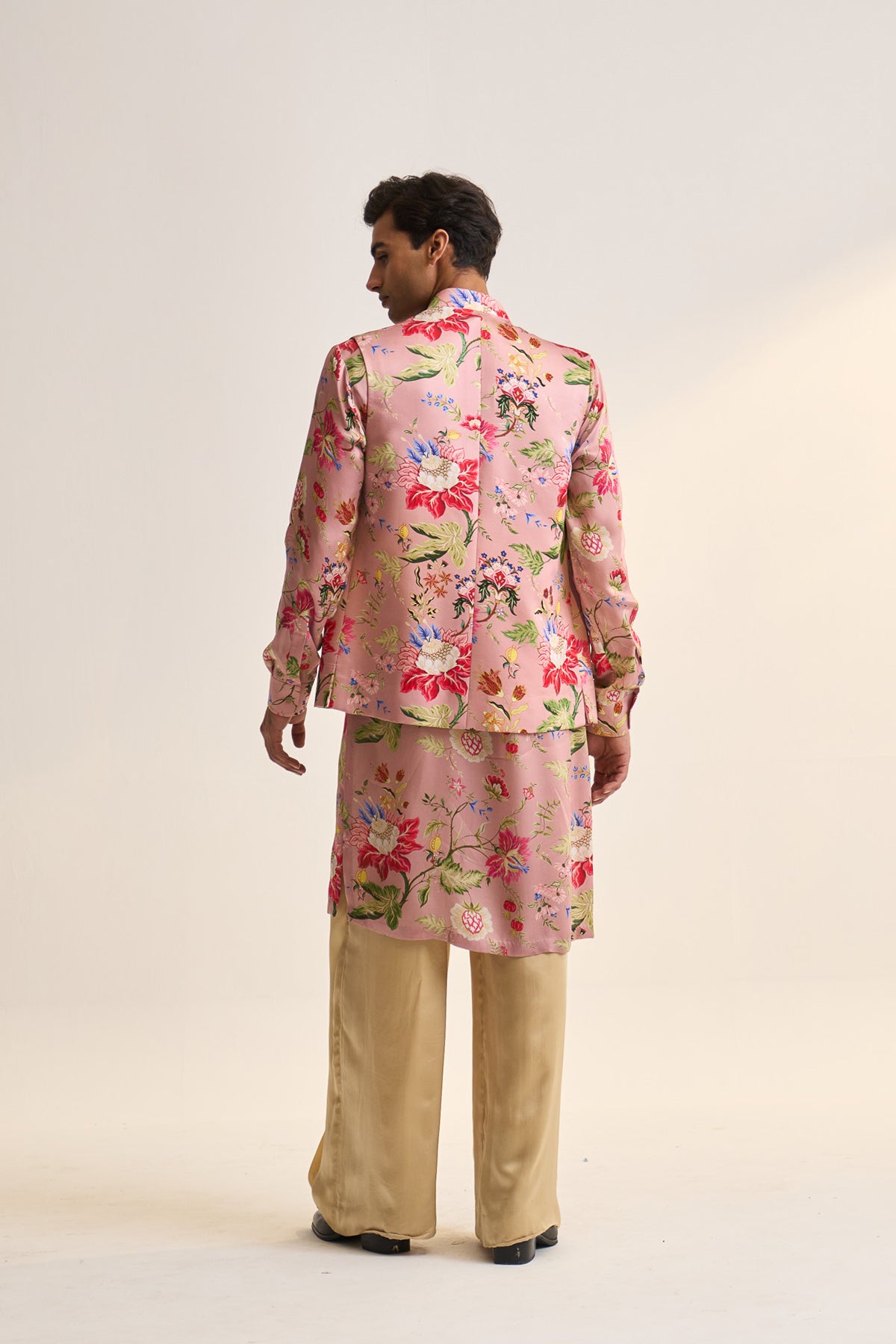 Gulnaar bloom pink nehru jacket