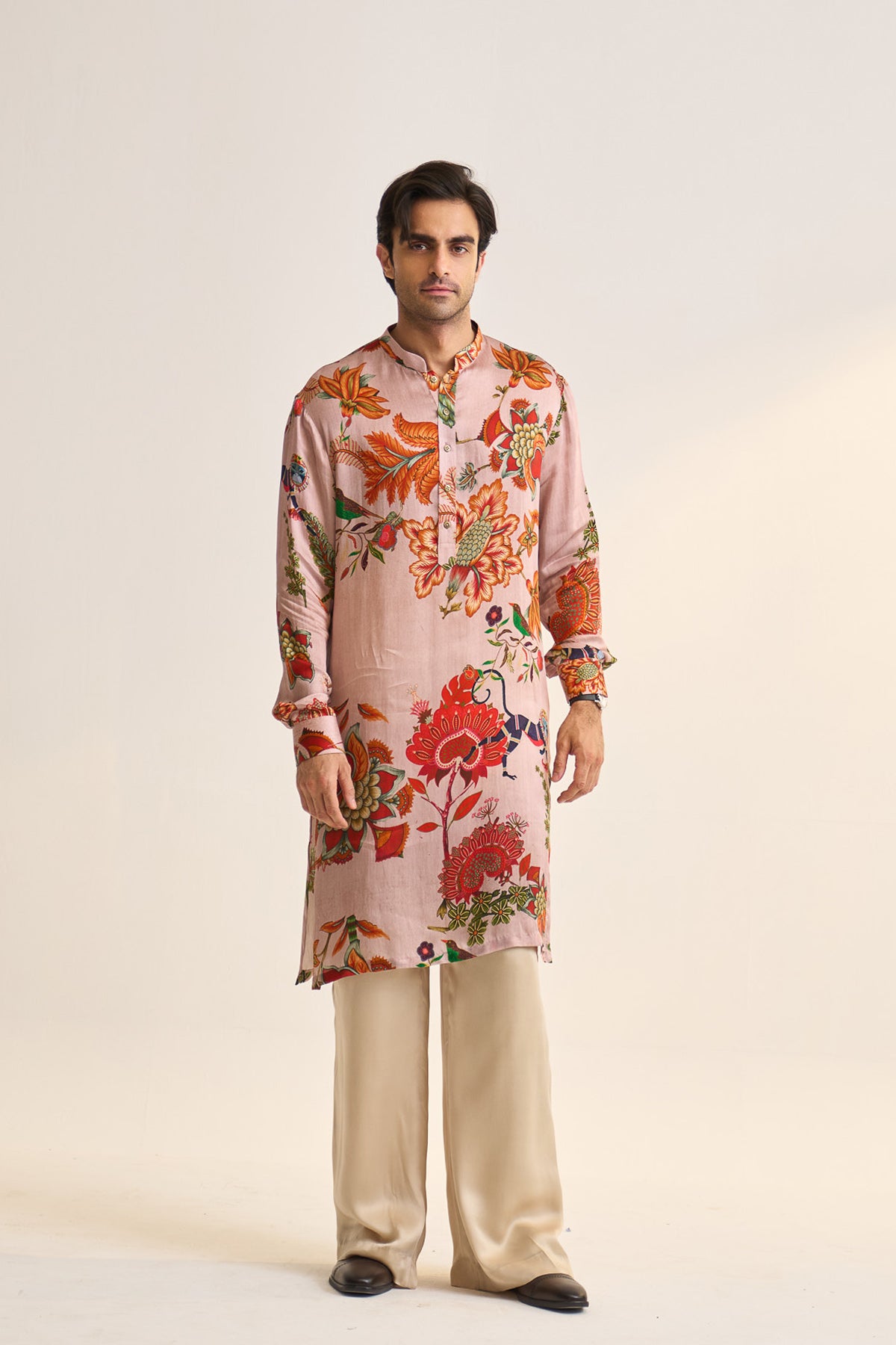 Chintz printed pink kurta