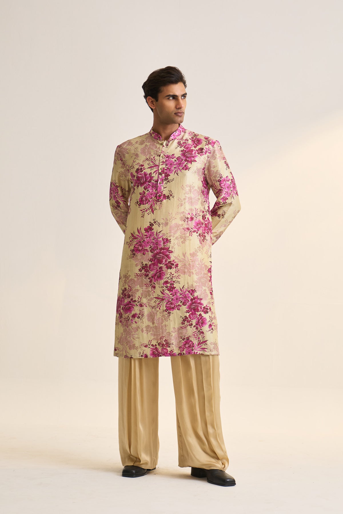 Pink moon printed kurta