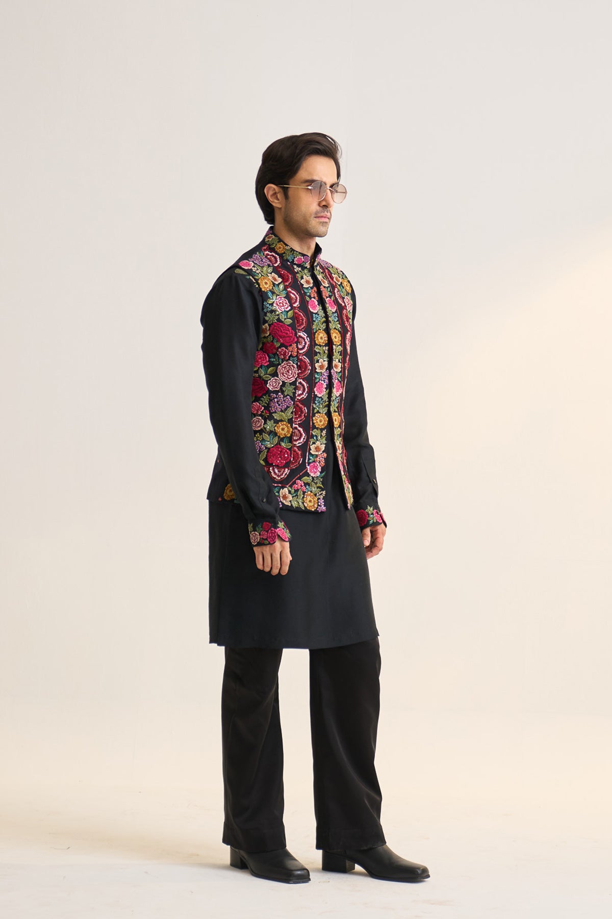 Multifloral heavy embellished nehru jacket