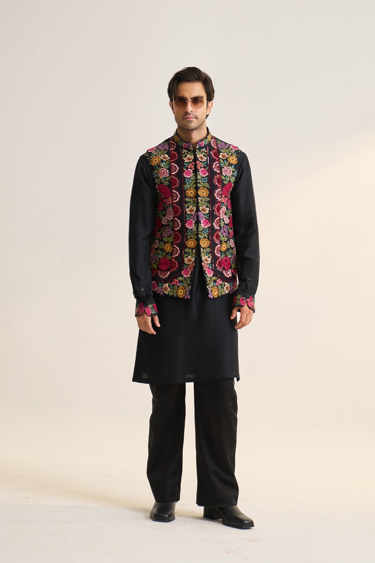 Multifloral heavy embellished nehru jacket