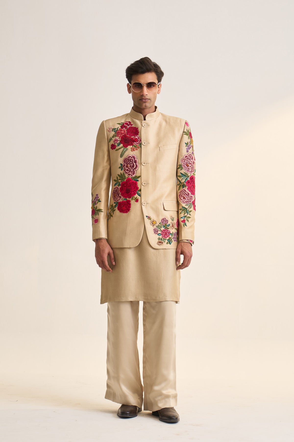 Multifloral embellished bandhgala