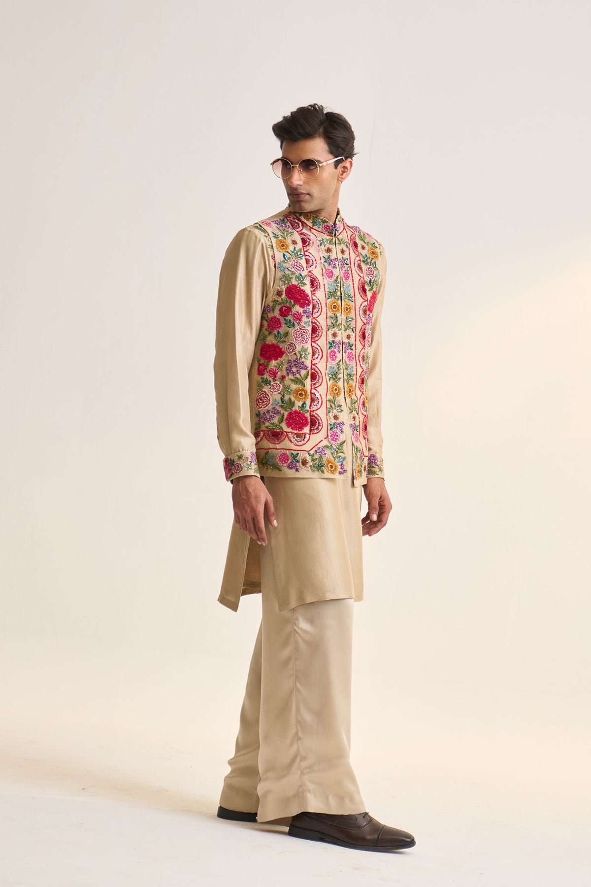 Multifloral heavy embellished nehru jacket