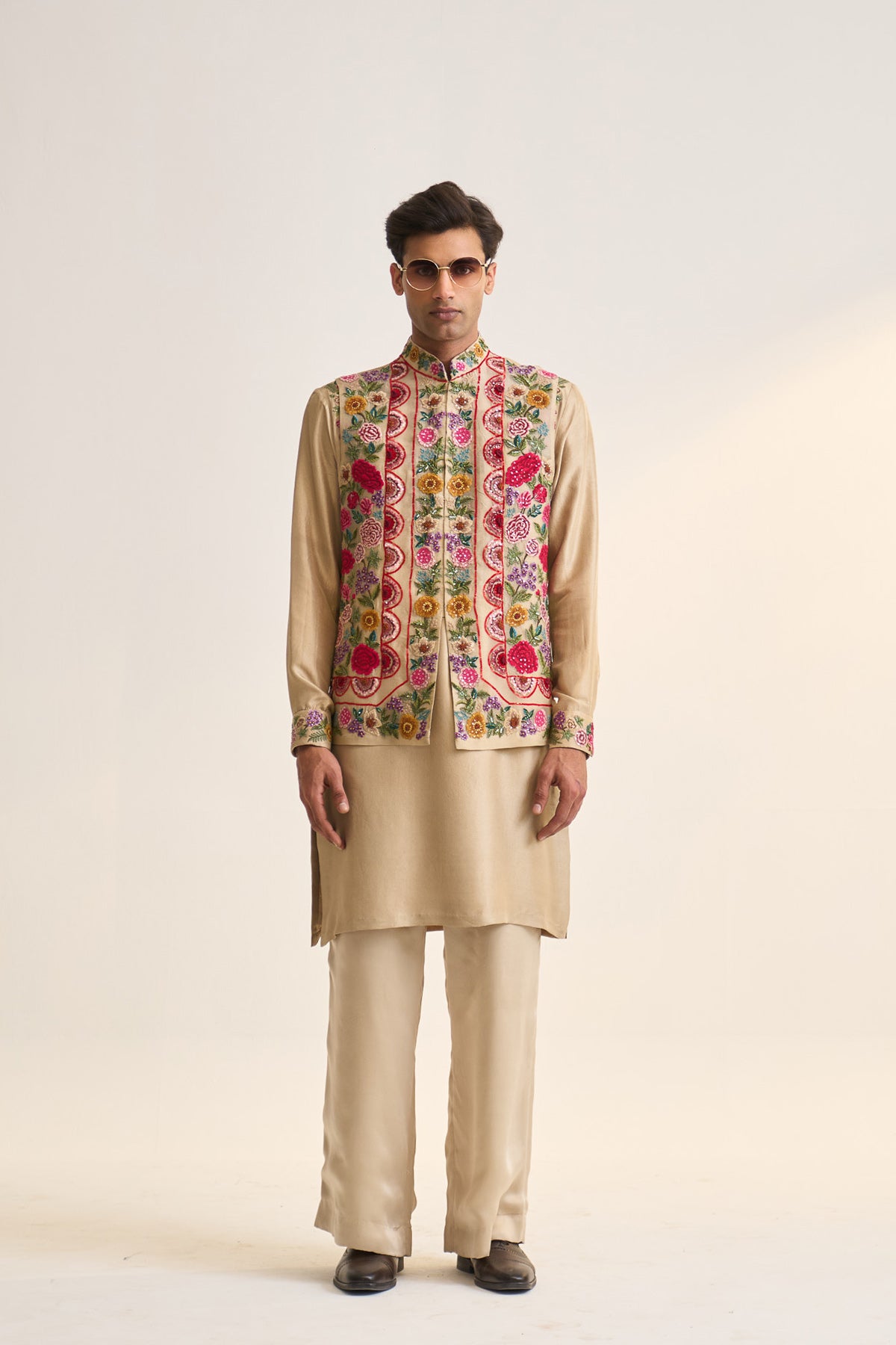 Multifloral heavy embellished nehru jacket