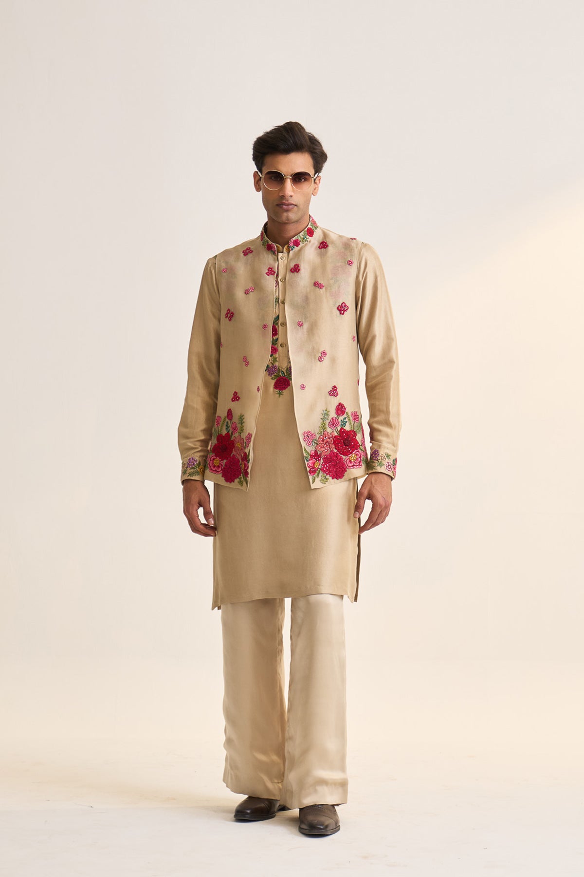 Multifloral embellished nehru jacket