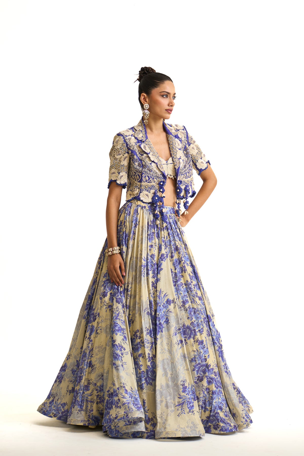 Blue moon crop blazer & skirt set