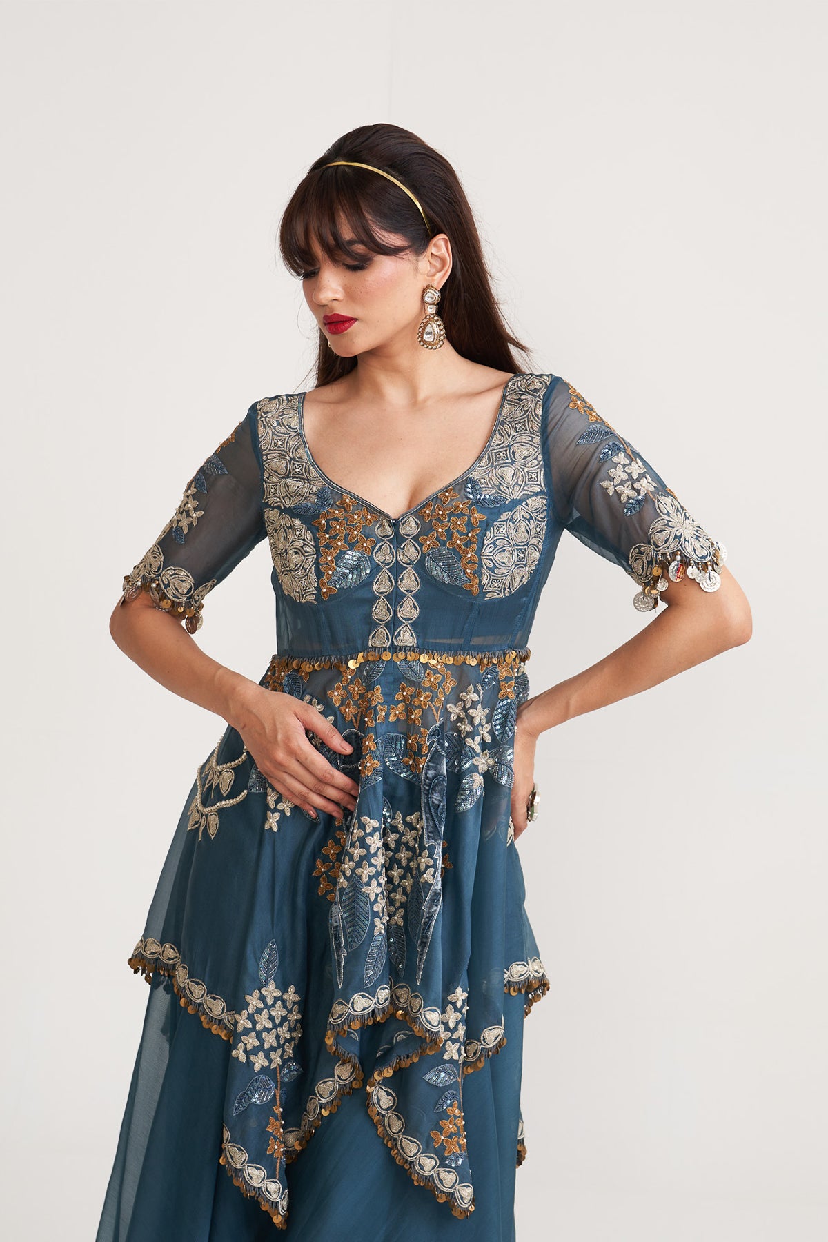 Heavy jacket sharara set