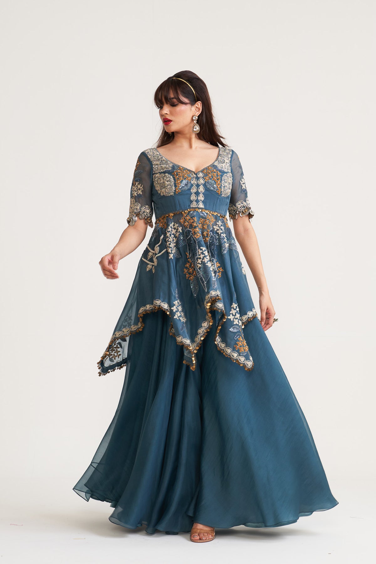 Heavy jacket sharara set