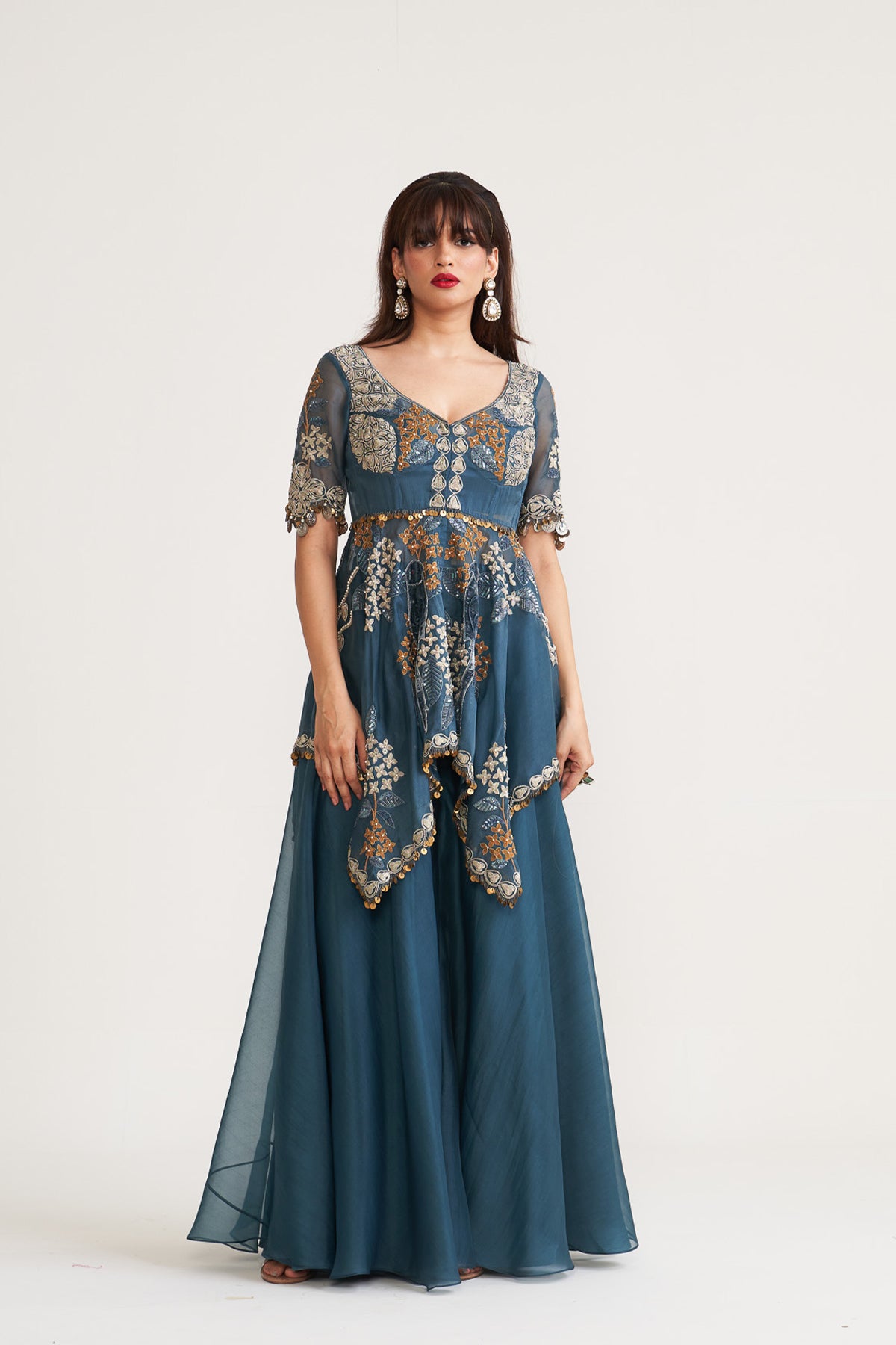 Heavy jacket sharara set