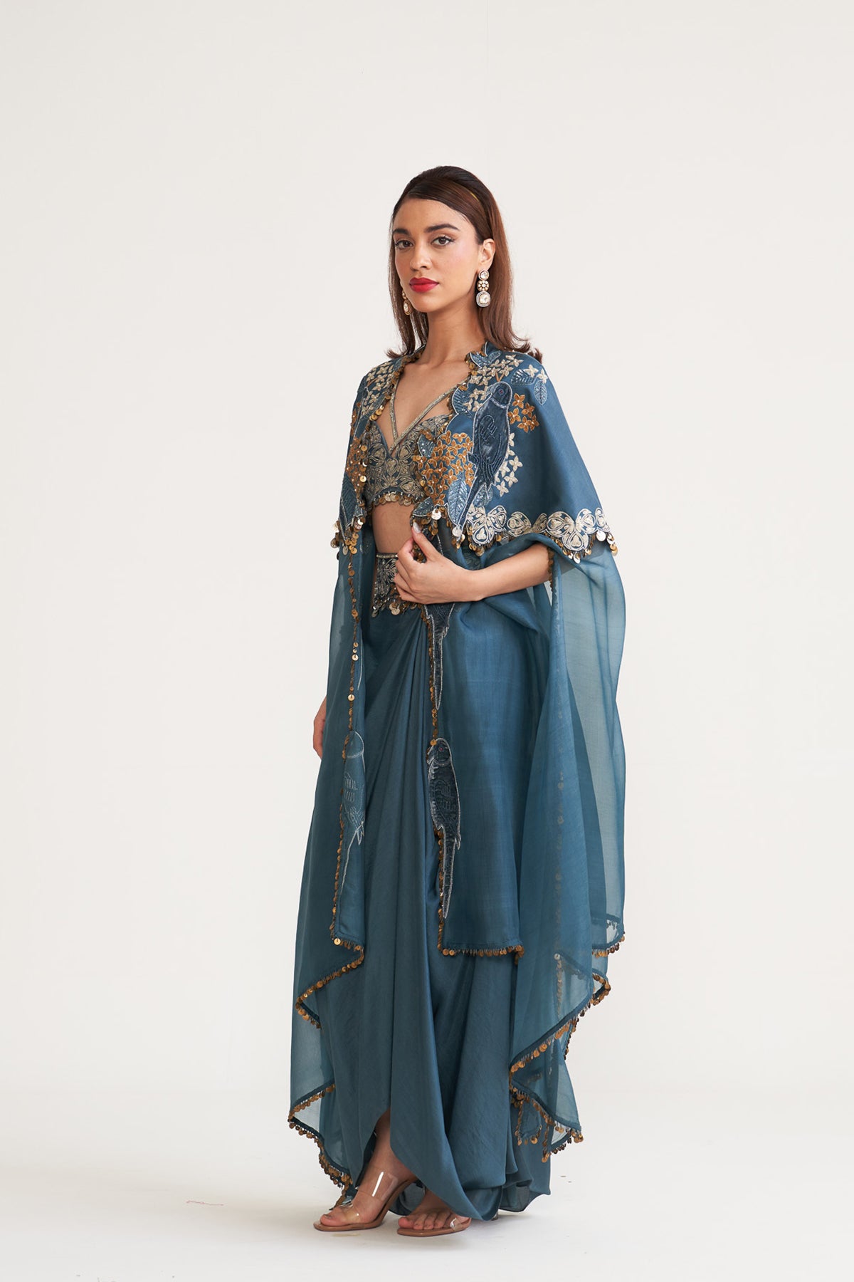 Cape and drape skirt set