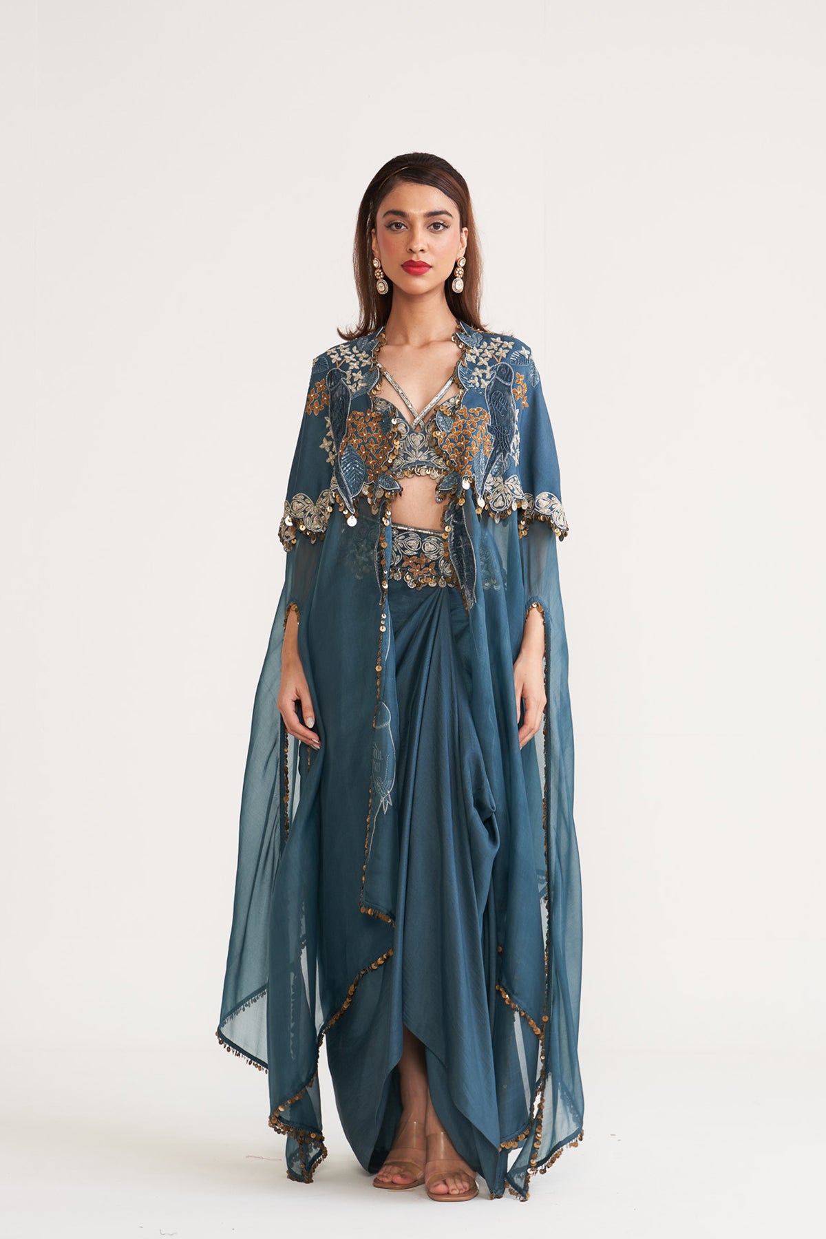 Cape and drape skirt set