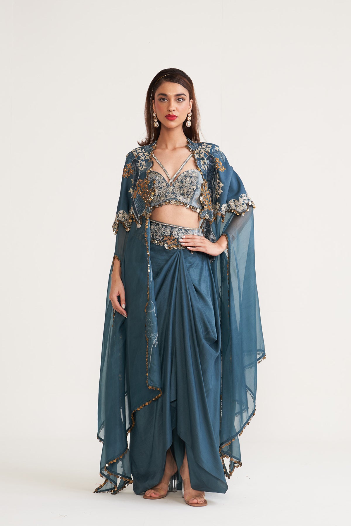 Cape and drape skirt set