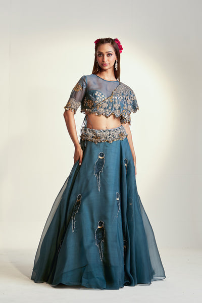 Moonflower Lehenga with drape set