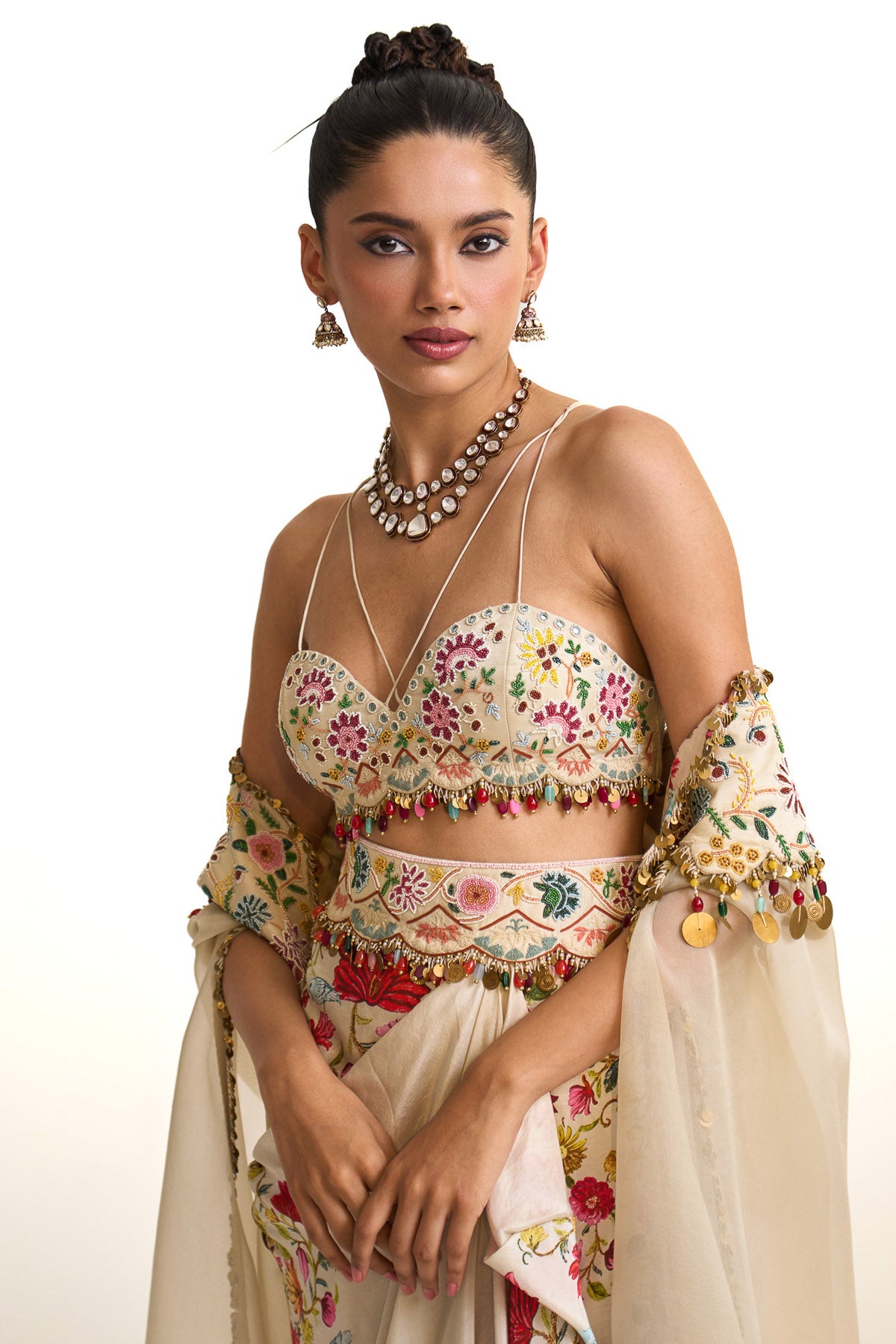 Noor-e-kashmir cape & drape skirt set