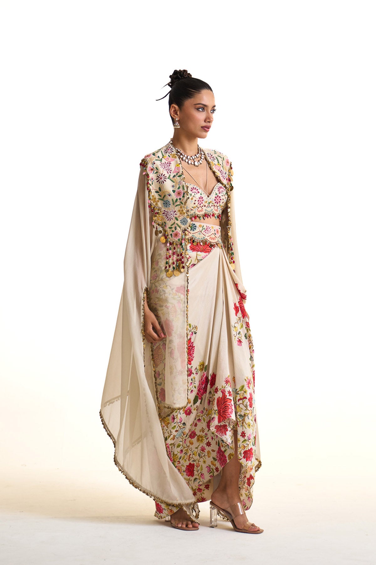 Noor-e-kashmir cape & drape skirt set