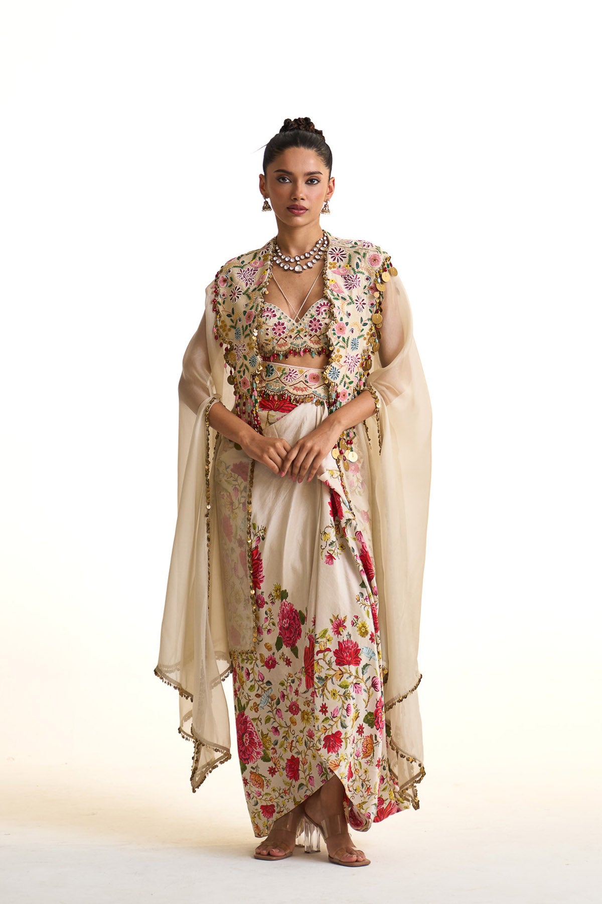 Noor-e-kashmir cape & drape skirt set