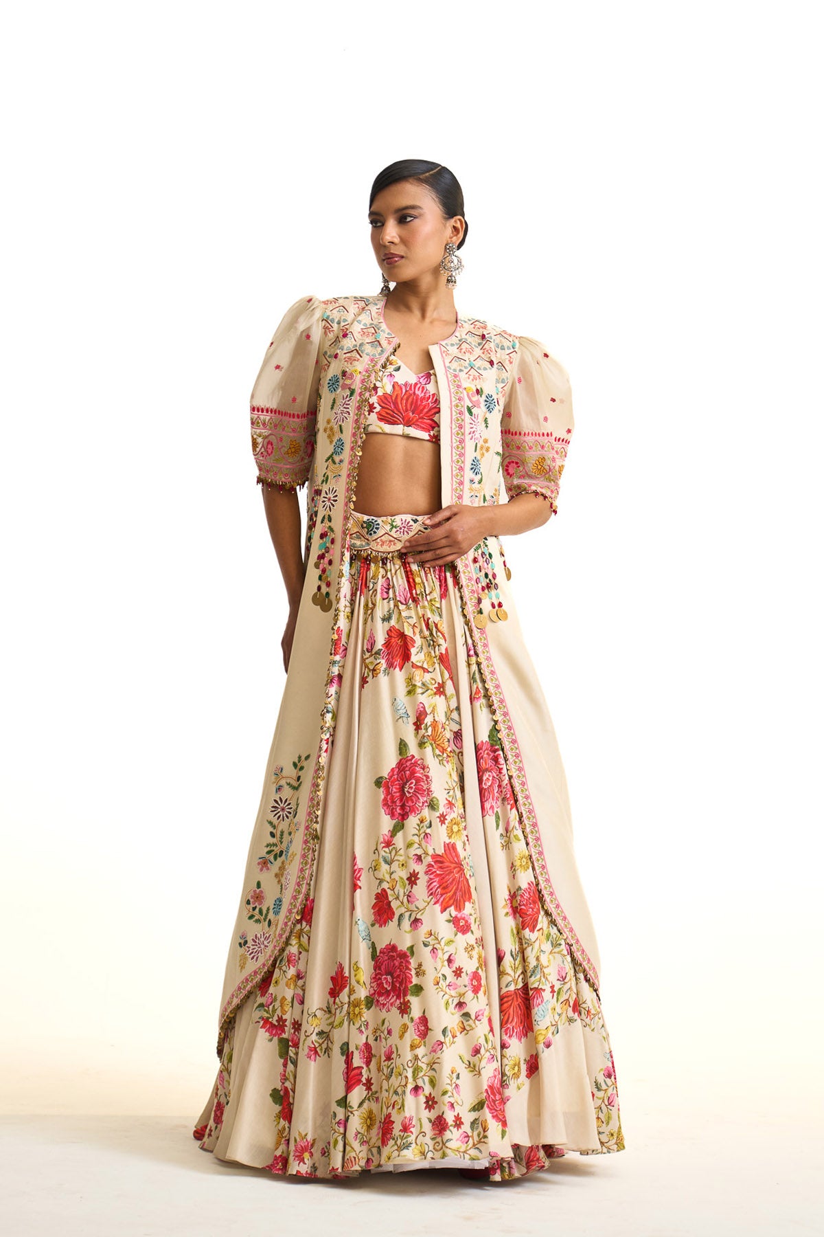 Noor-e-kashmir Long jacket with lehenga
