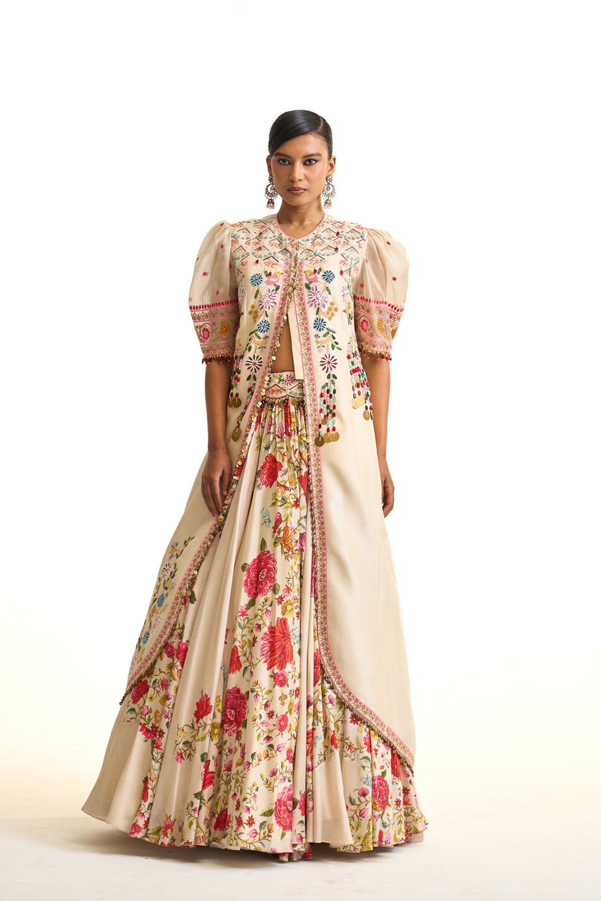 Noor-e-kashmir Long jacket with lehenga