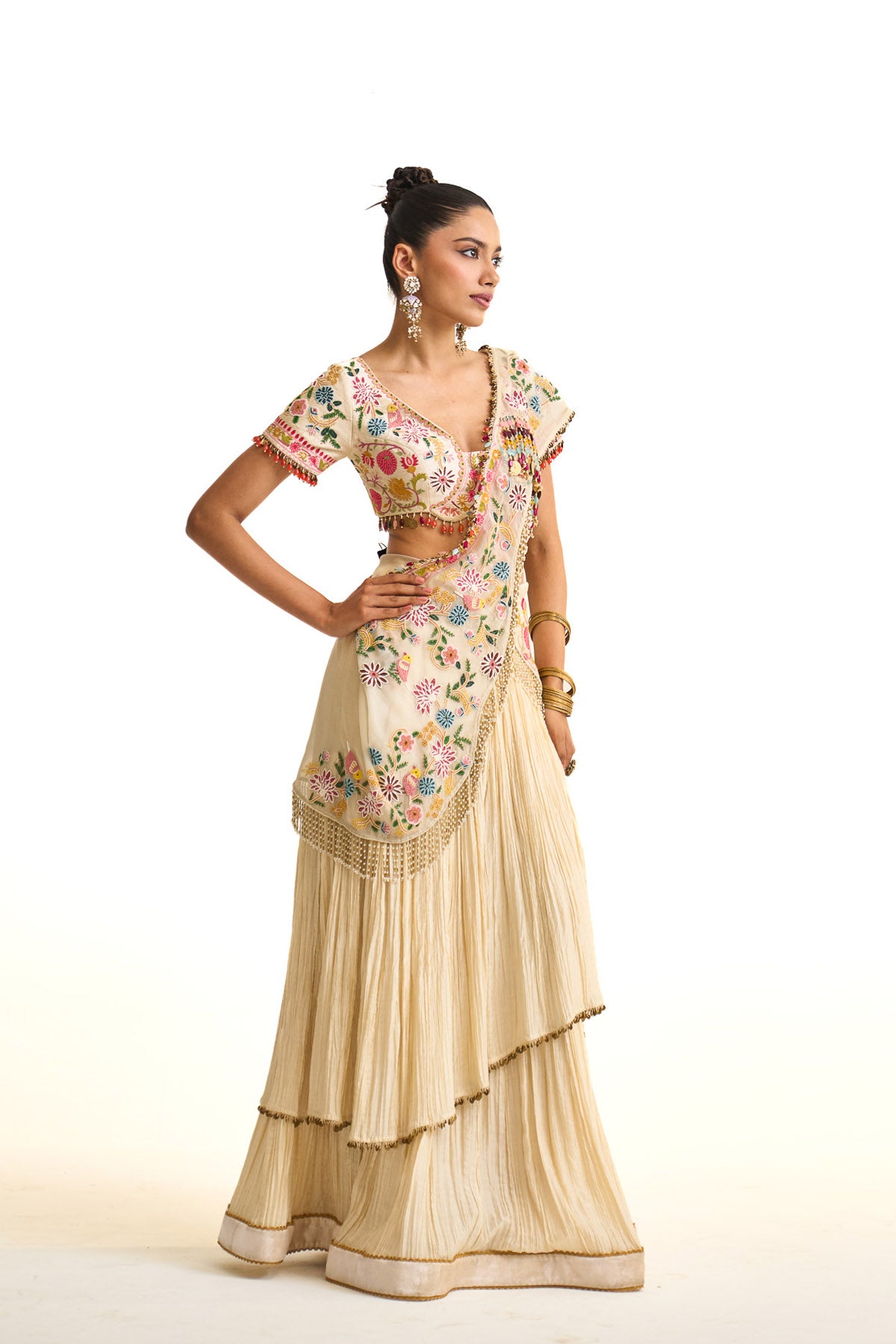 Noor-e-kashmir Crinkle drape saree