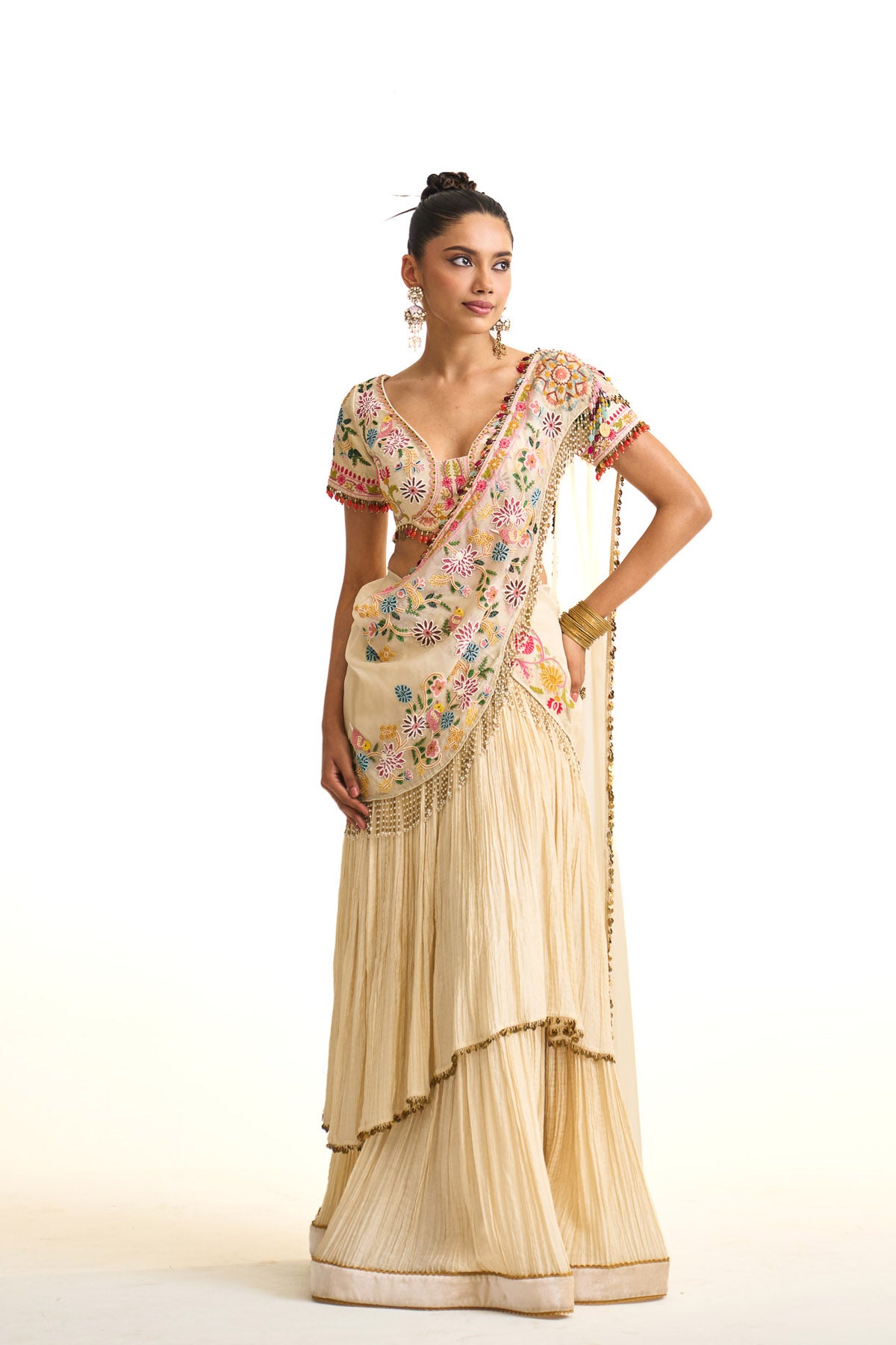 Noor-e-kashmir Crinkle drape saree
