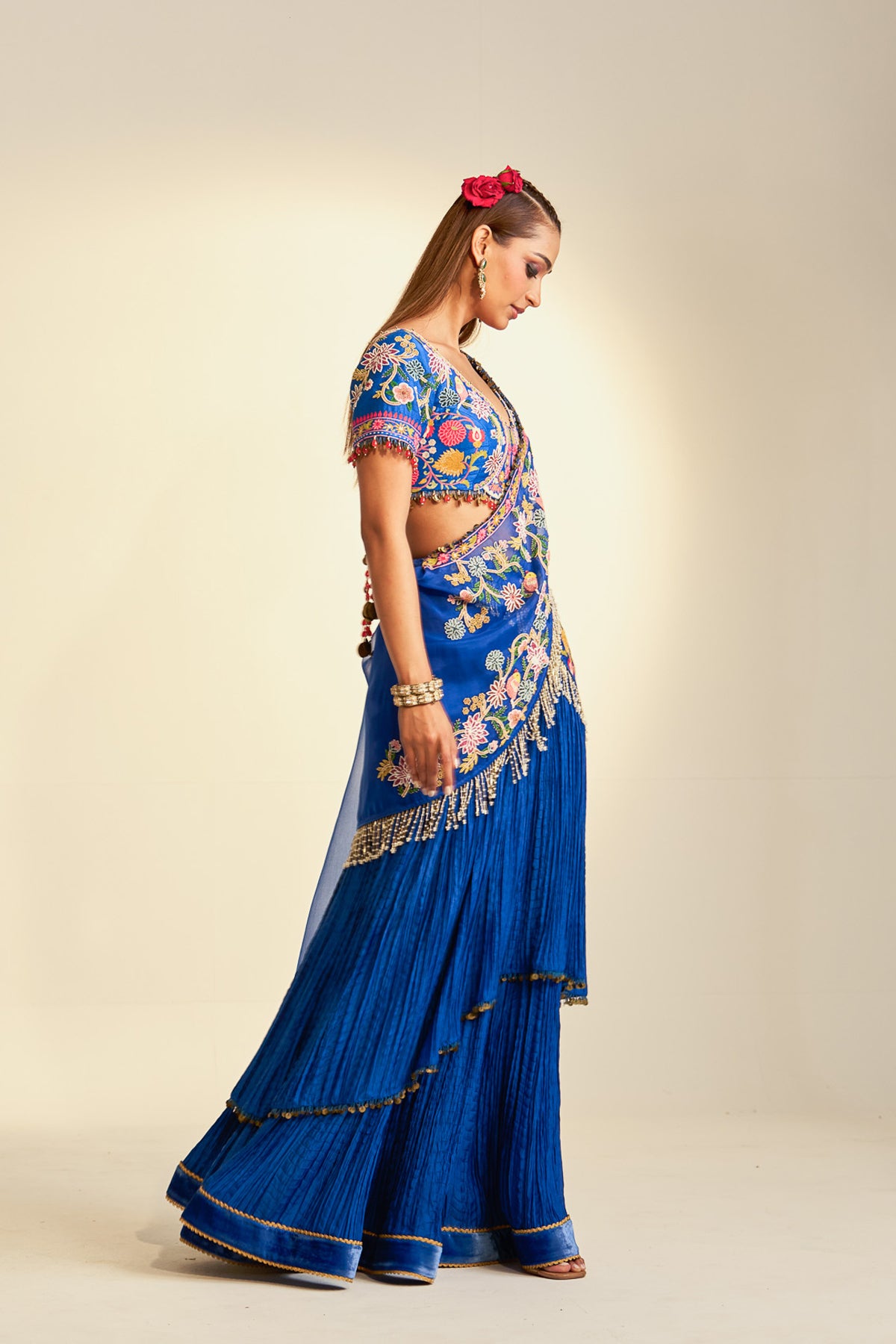 Noor-e-kashmir Crinkle drape saree