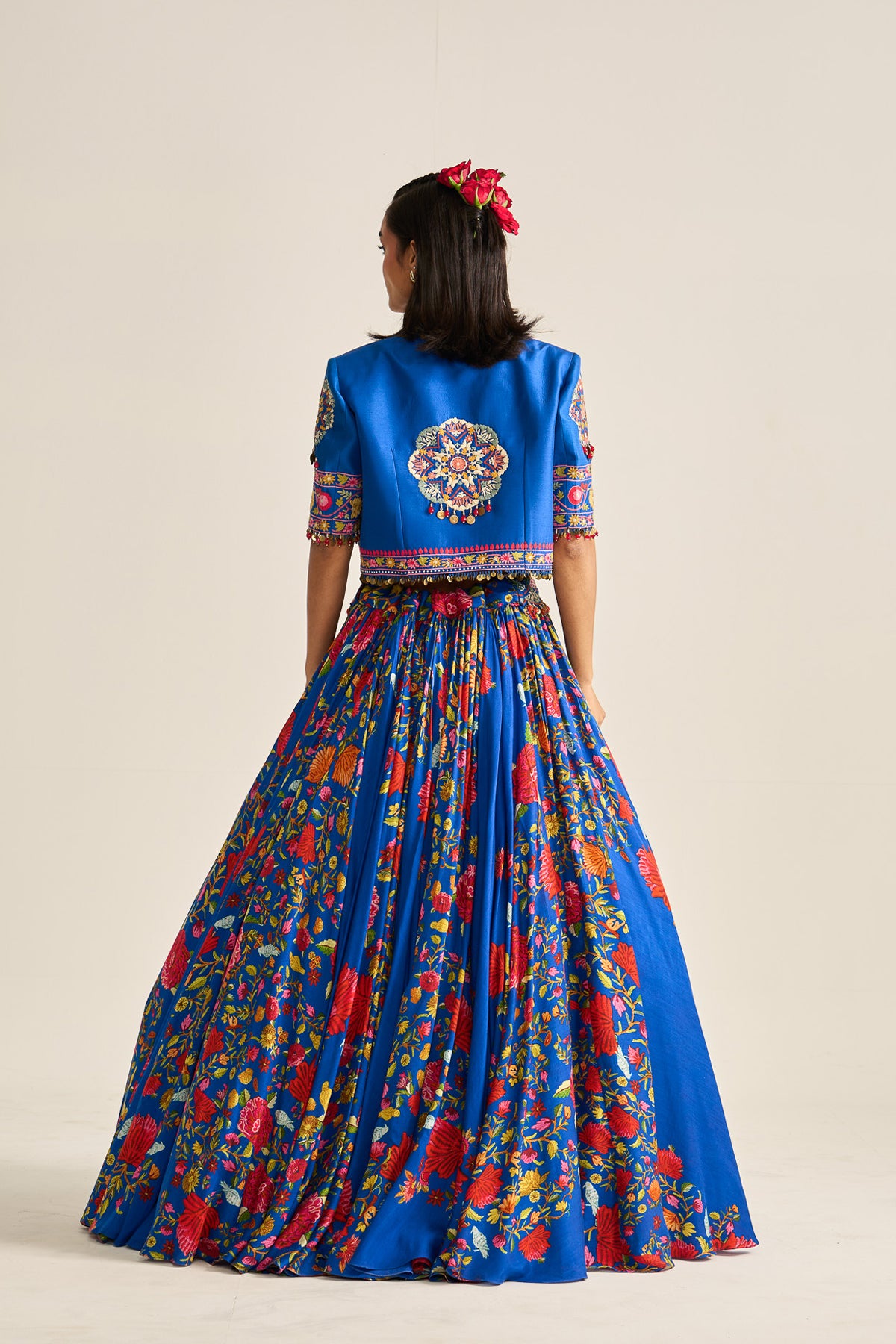 Overlap jacket with lehenga