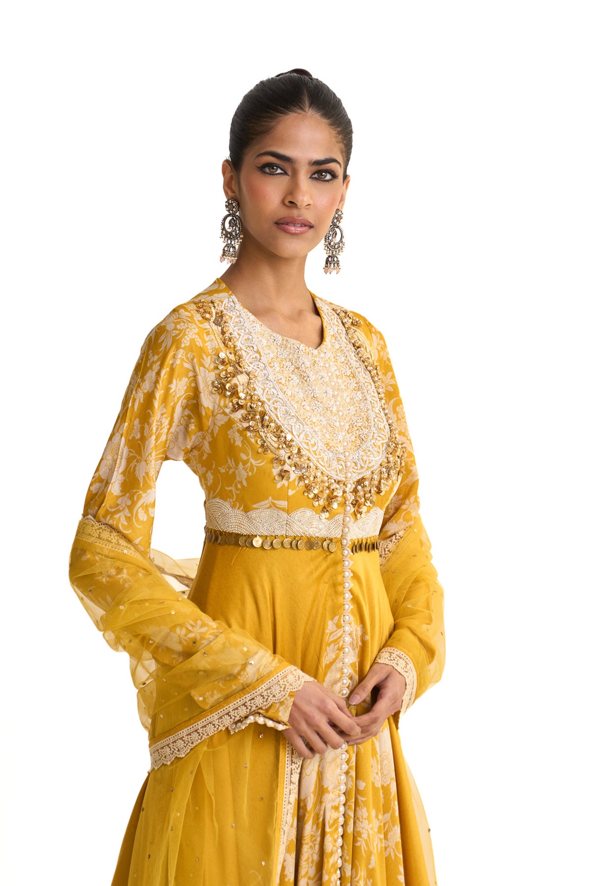 Parsi yellow anarkali set