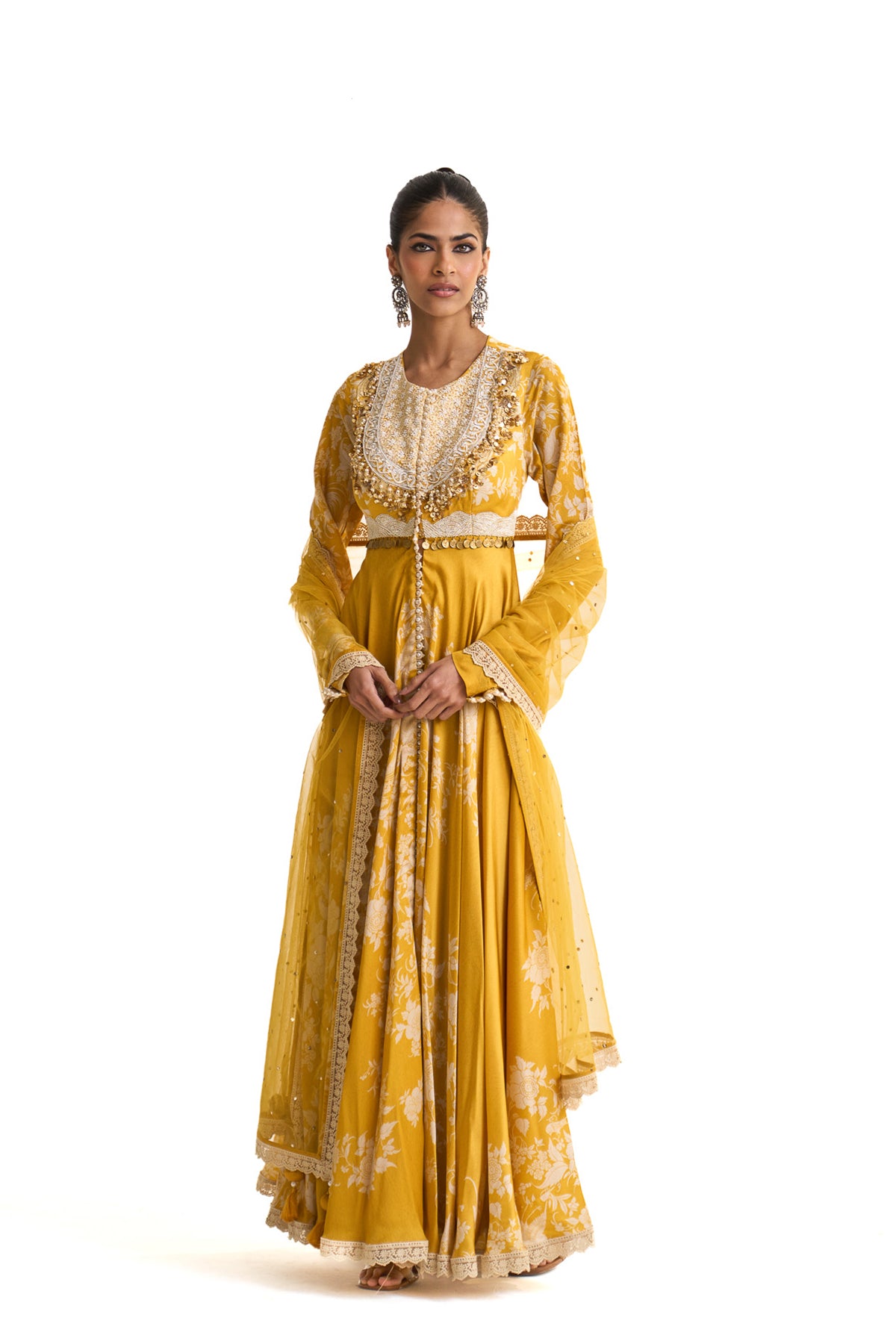 Parsi yellow anarkali set