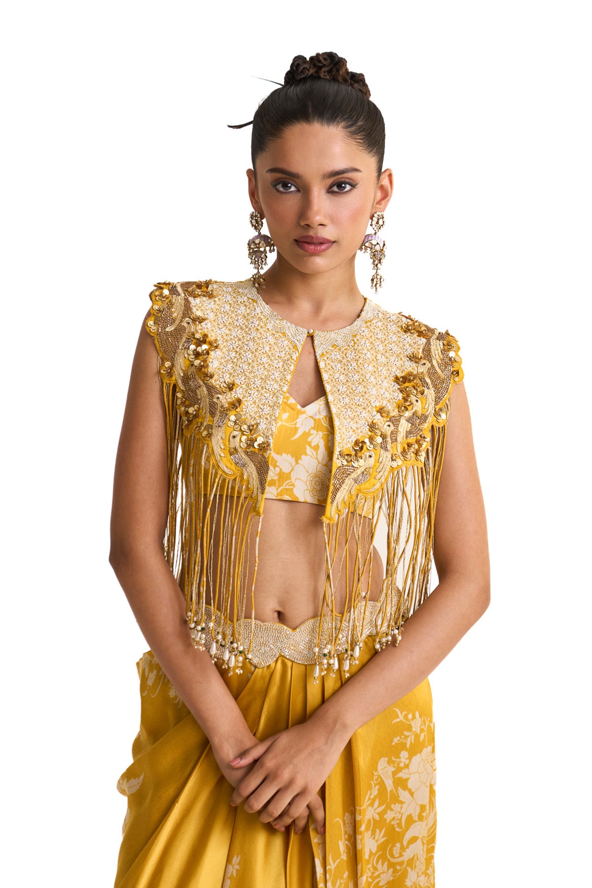 Parsi yellow fringes collar set