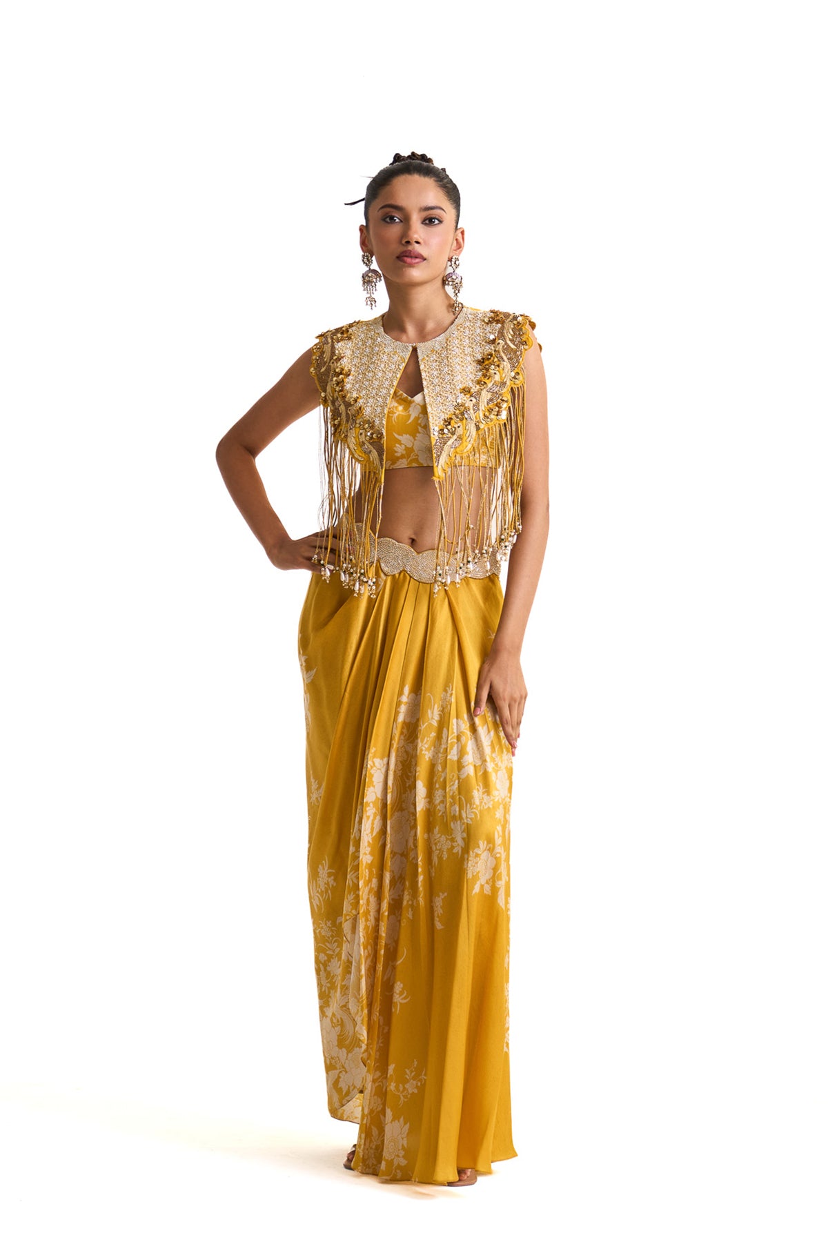 Parsi yellow fringes collar set